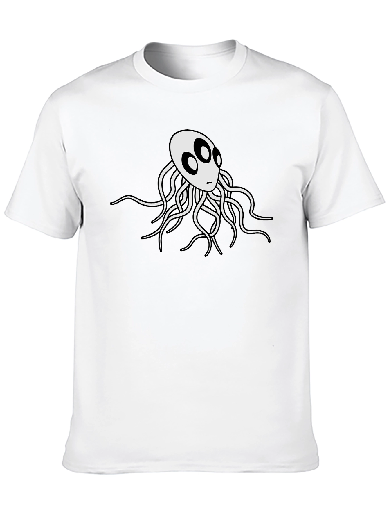 Mens Black T-Shirt with White Octopus Graphic