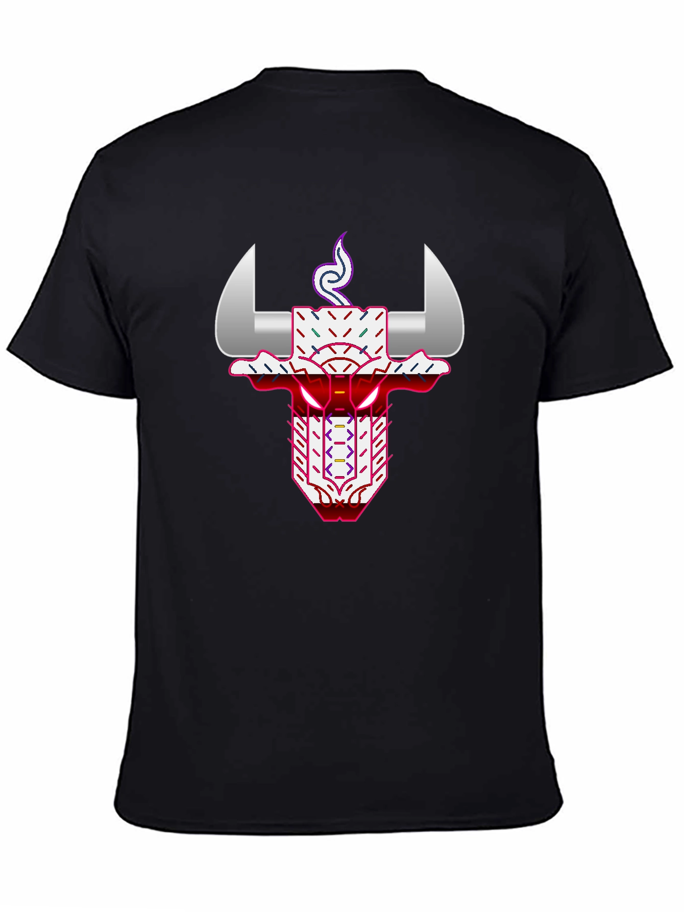Geometric Bull Graphic Tee - Black