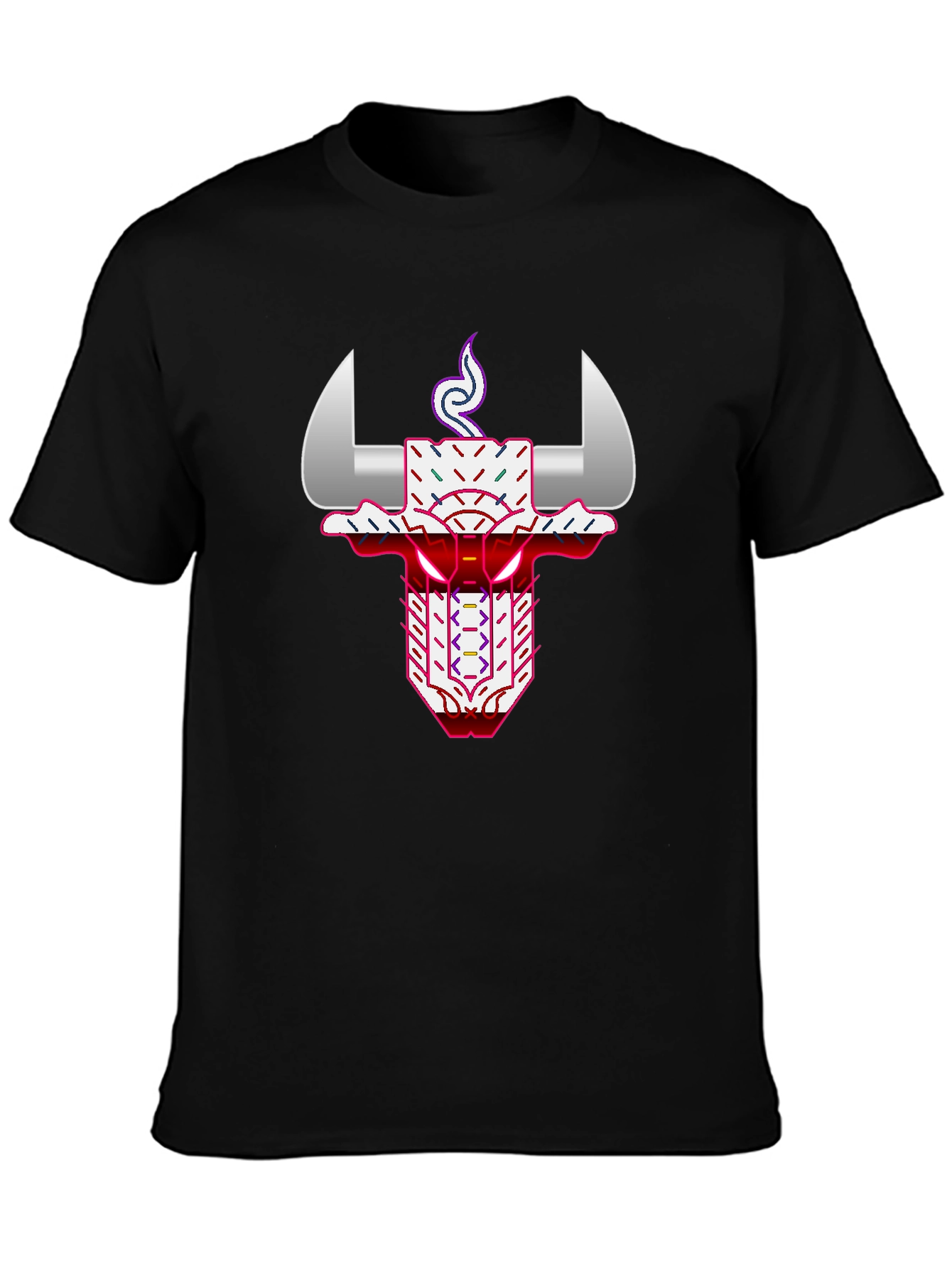 Geometric Bull Graphic Tee - Black