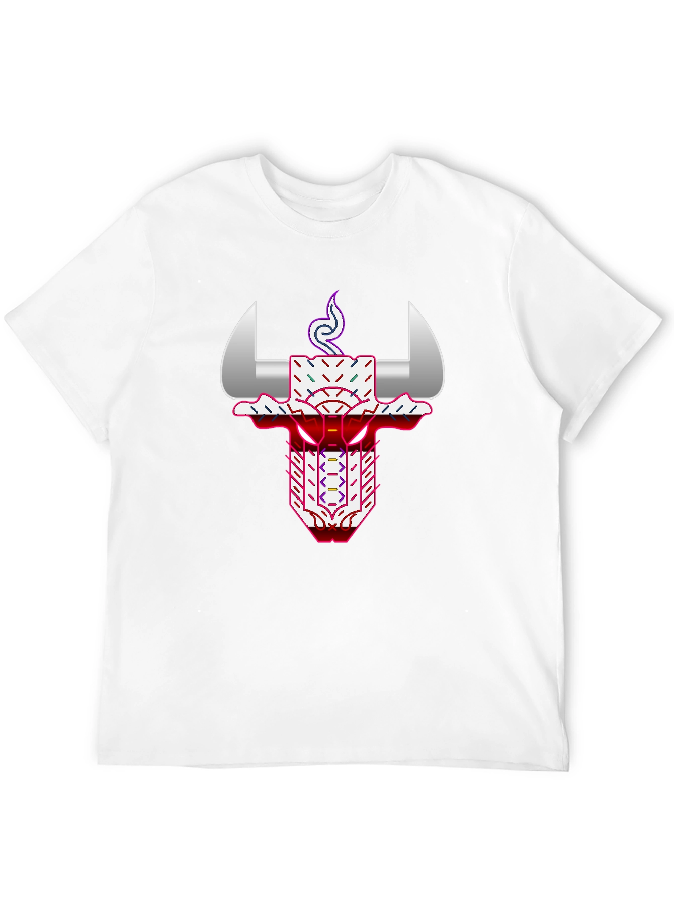 Geometric Bull Graphic Tee - Black