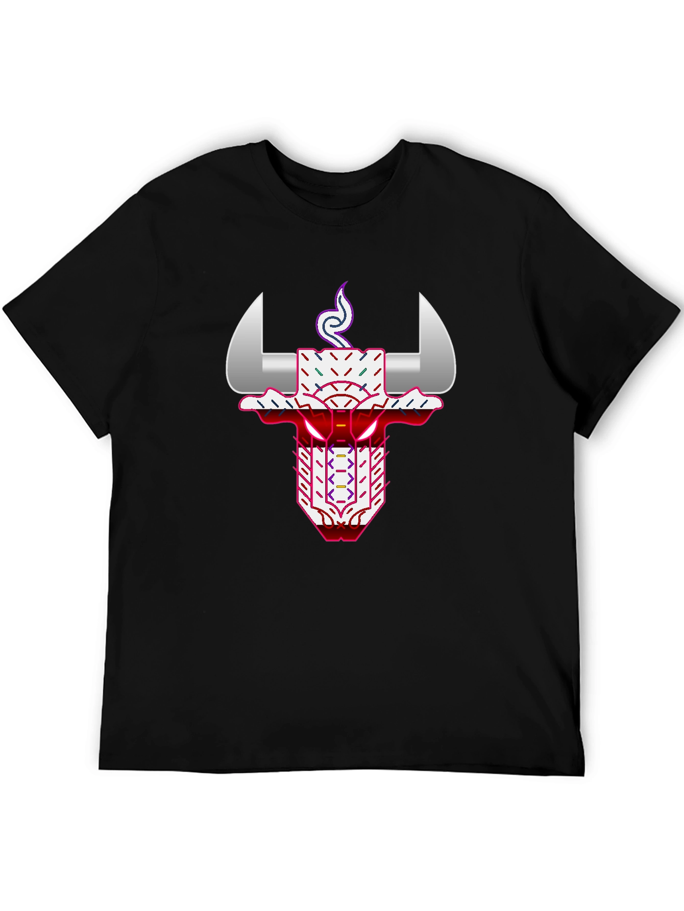 Geometric Bull Graphic Tee - Black