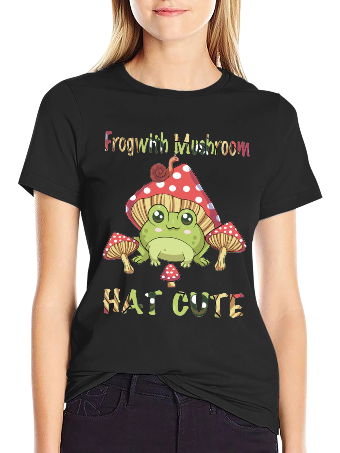 Frog with Mushroom Hat Graphic Tee