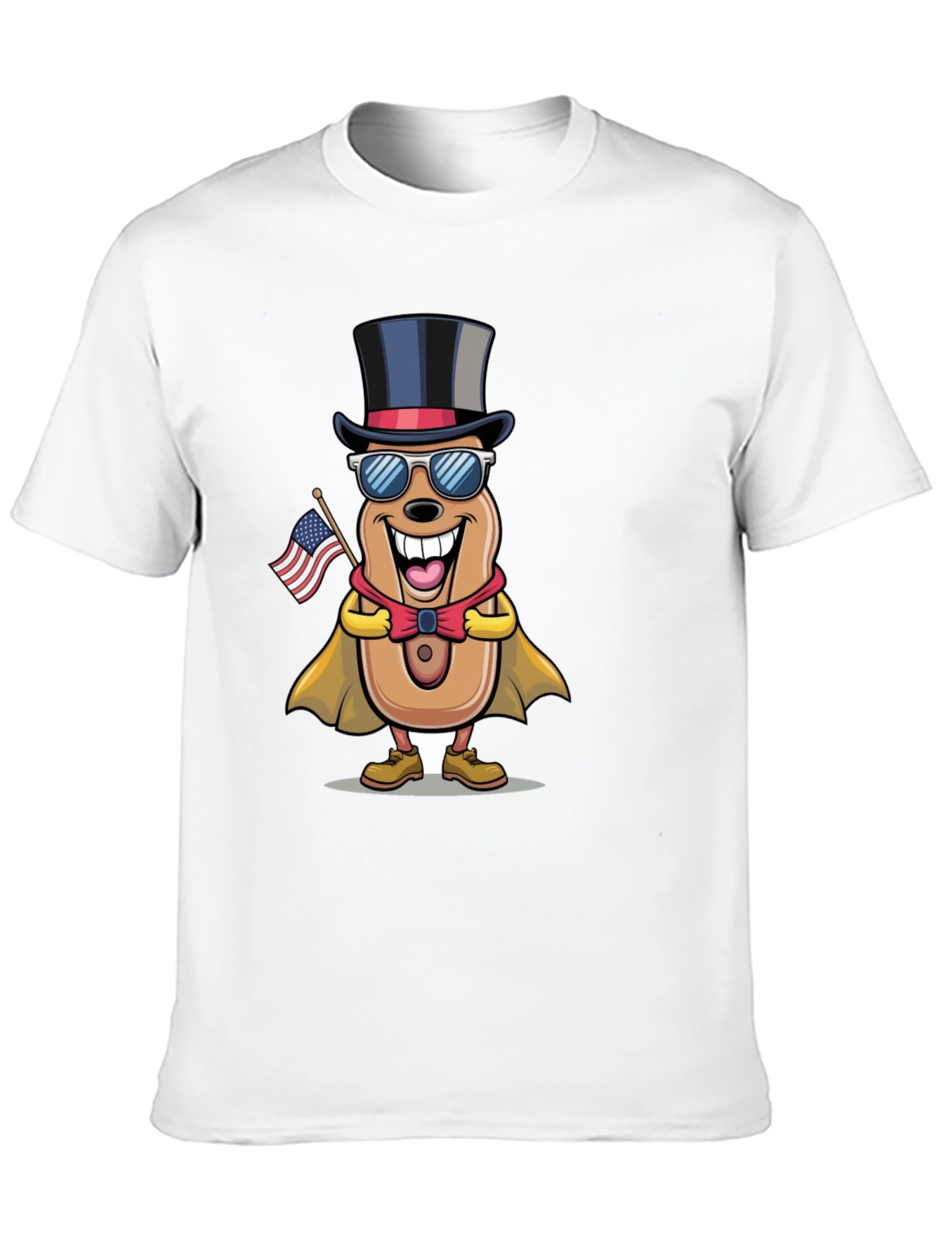 Patriotic Hot Dog Cartoon T-Shirt