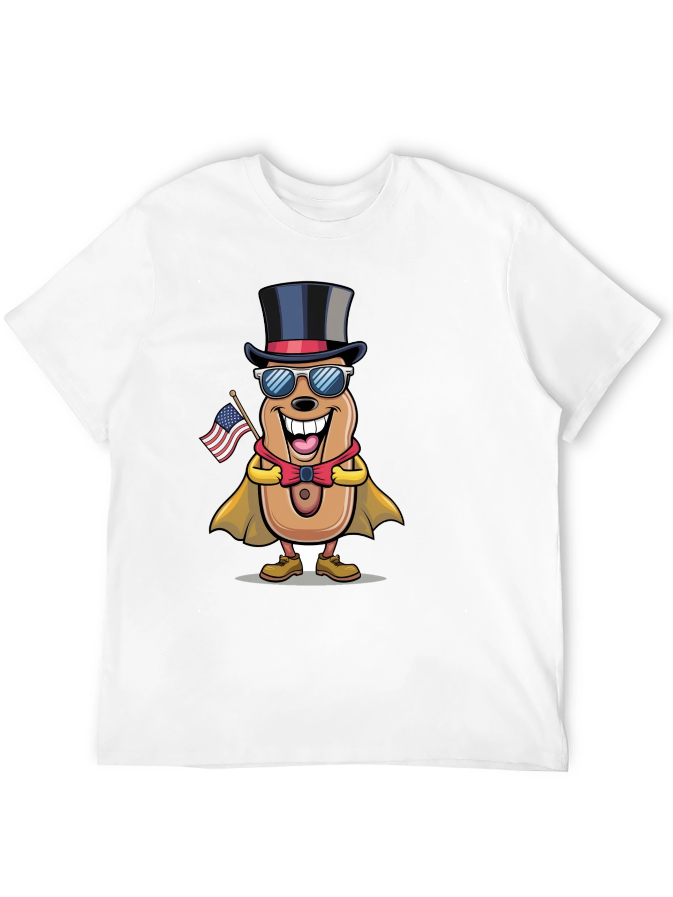 Patriotic Hot Dog Cartoon T-Shirt