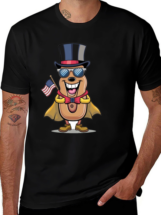 Patriotic Hot Dog Cartoon T-Shirt