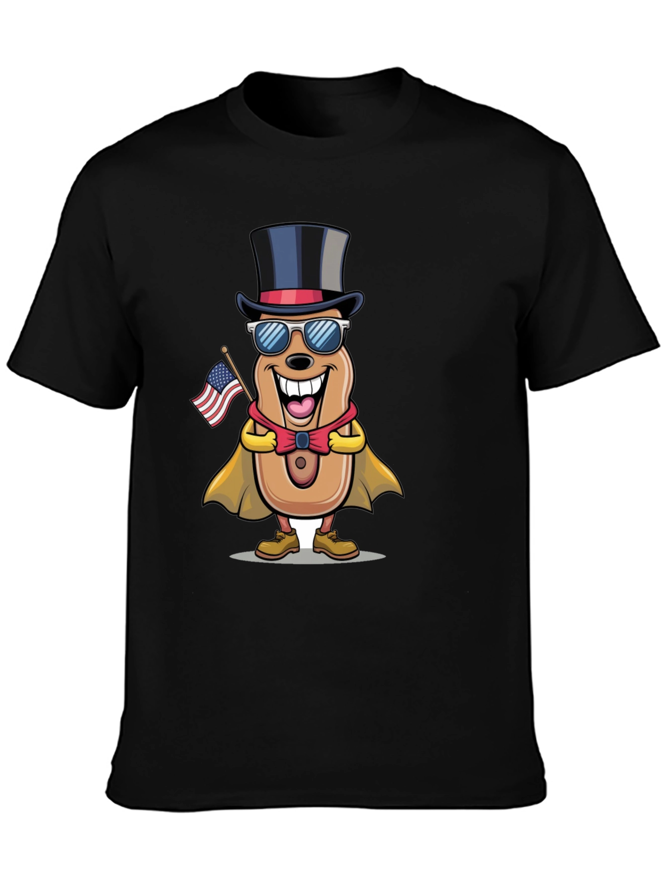 Patriotic Hot Dog Cartoon T-Shirt