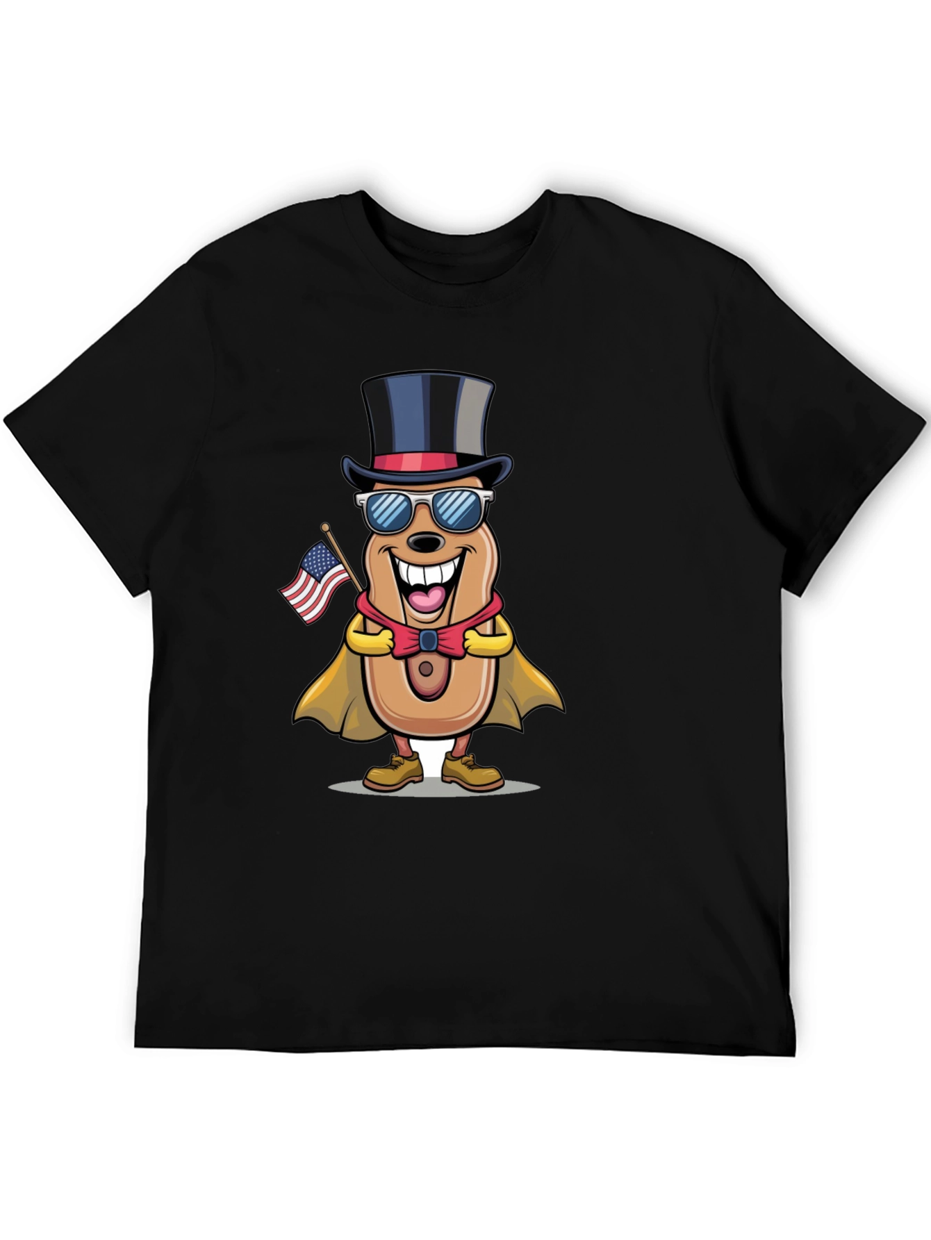 Patriotic Hot Dog Cartoon T-Shirt
