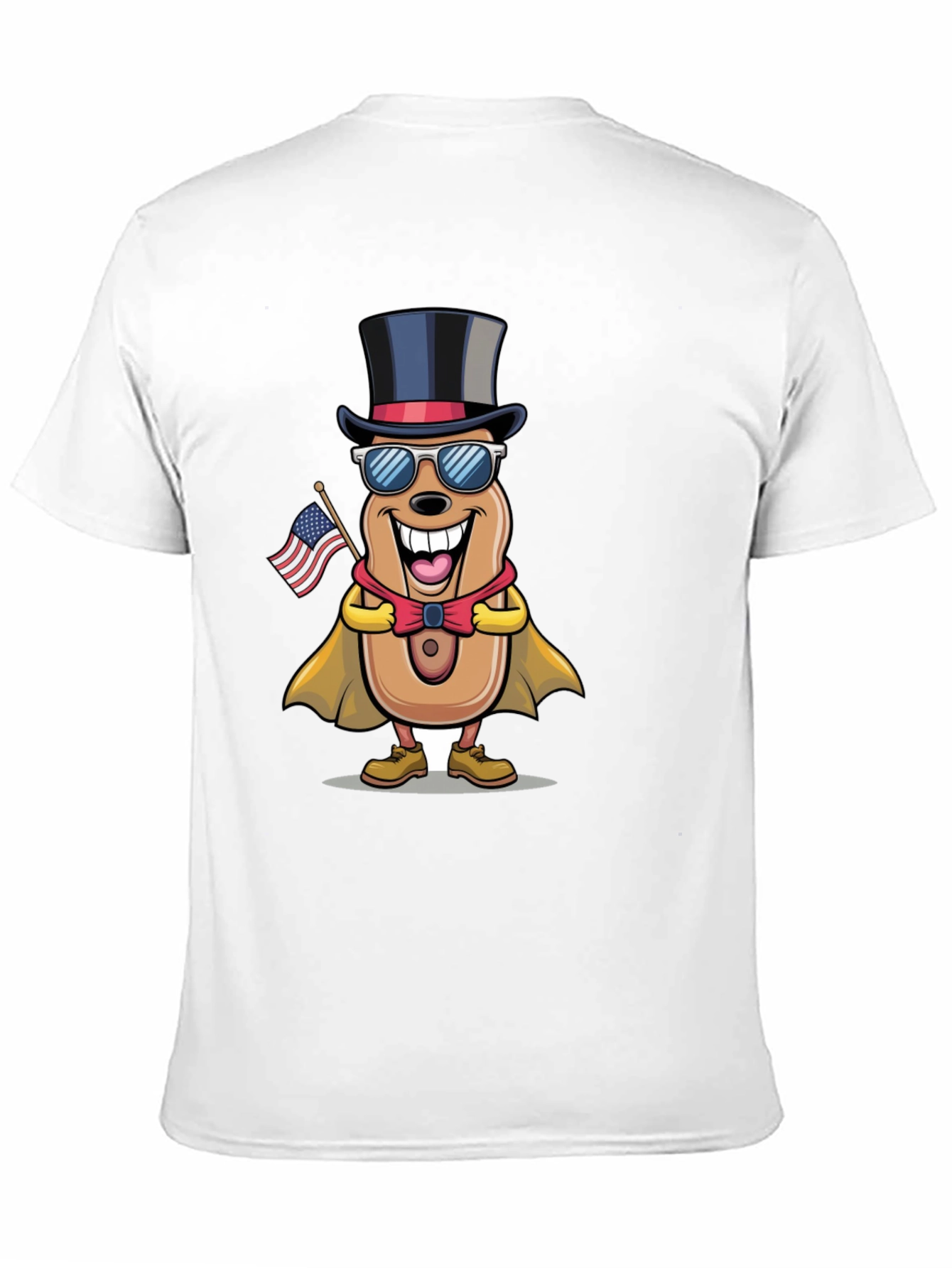 Patriotic Hot Dog Cartoon T-Shirt