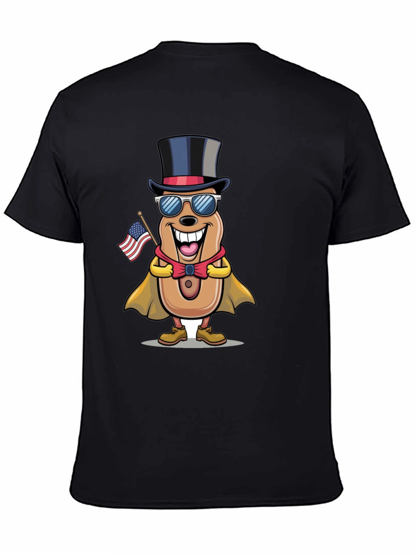 Patriotic Hot Dog Cartoon T-Shirt