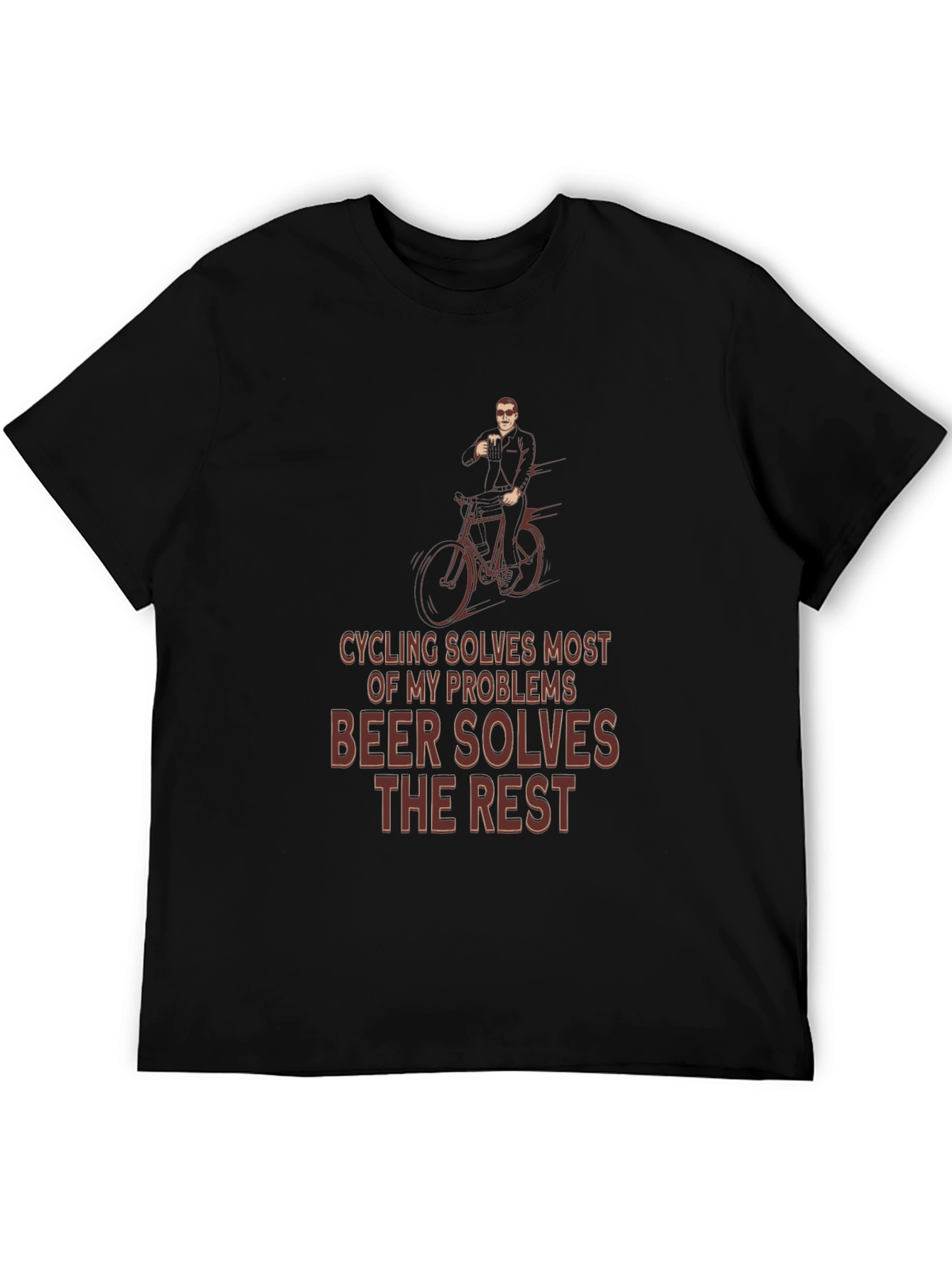 Cycling & Beer T-Shirt - Solves Problems Graphic Tee