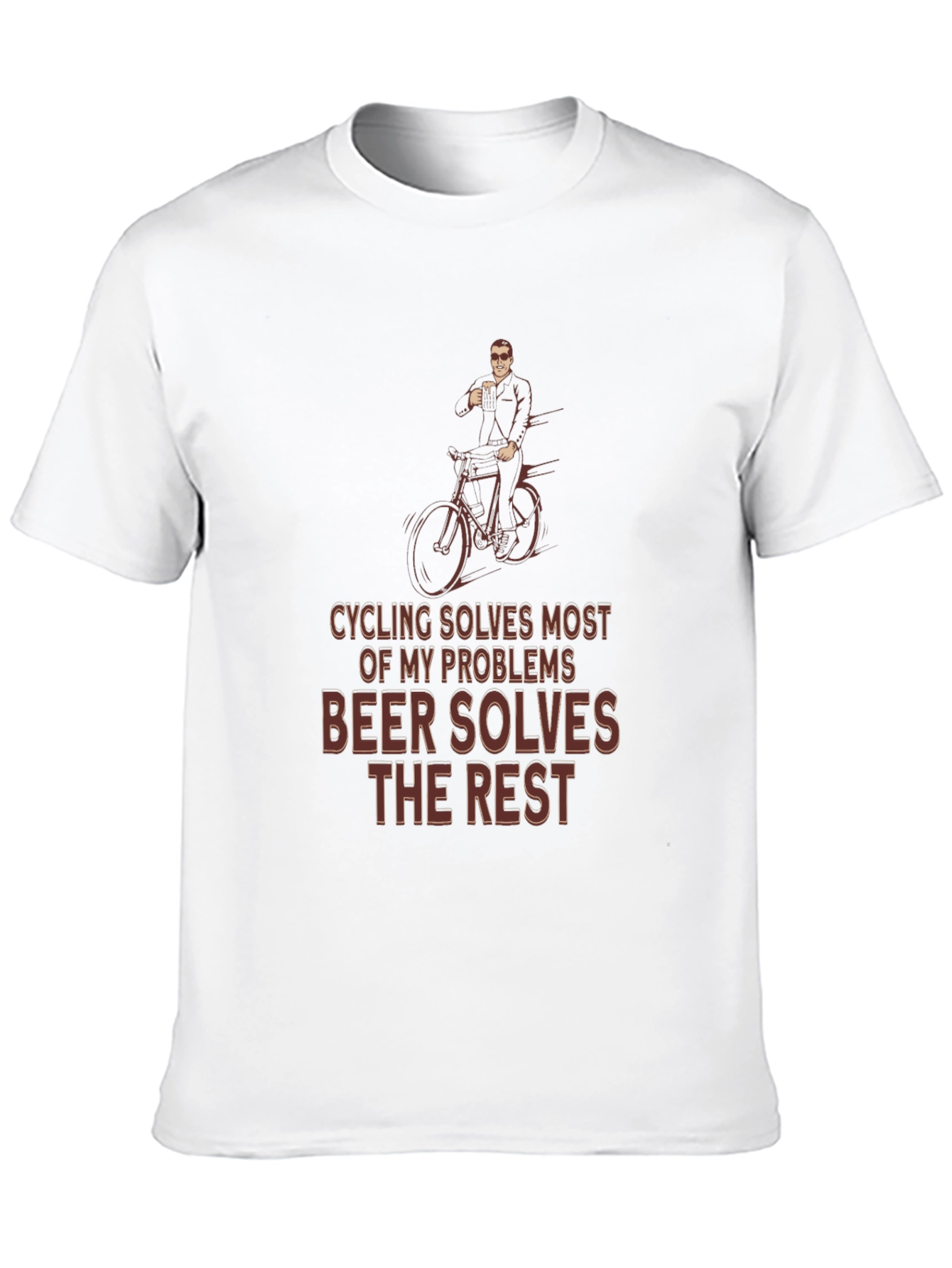 Cycling & Beer T-Shirt - Solves Problems Graphic Tee