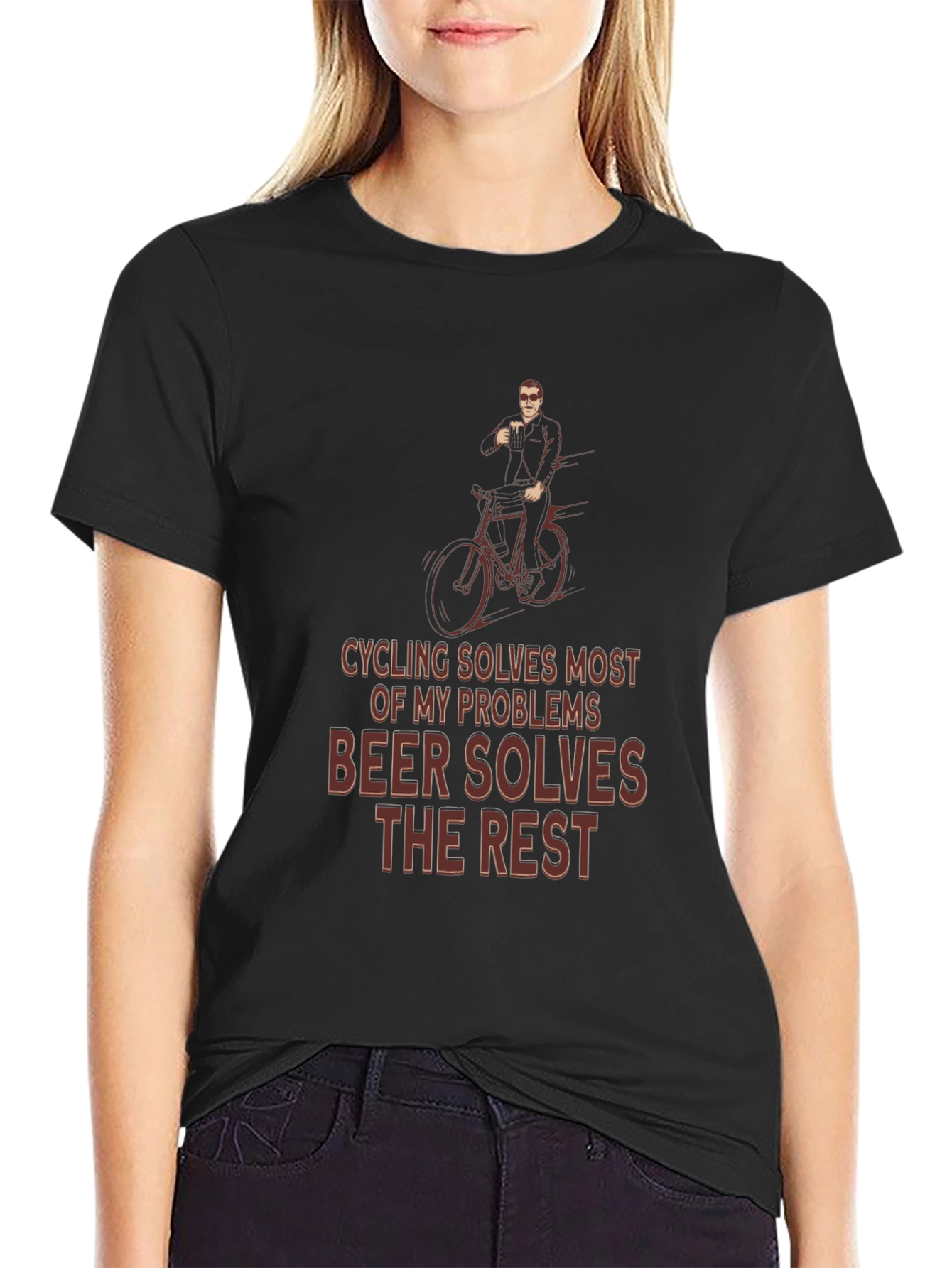 Cycling & Beer T-Shirt - Solves Problems Graphic Tee