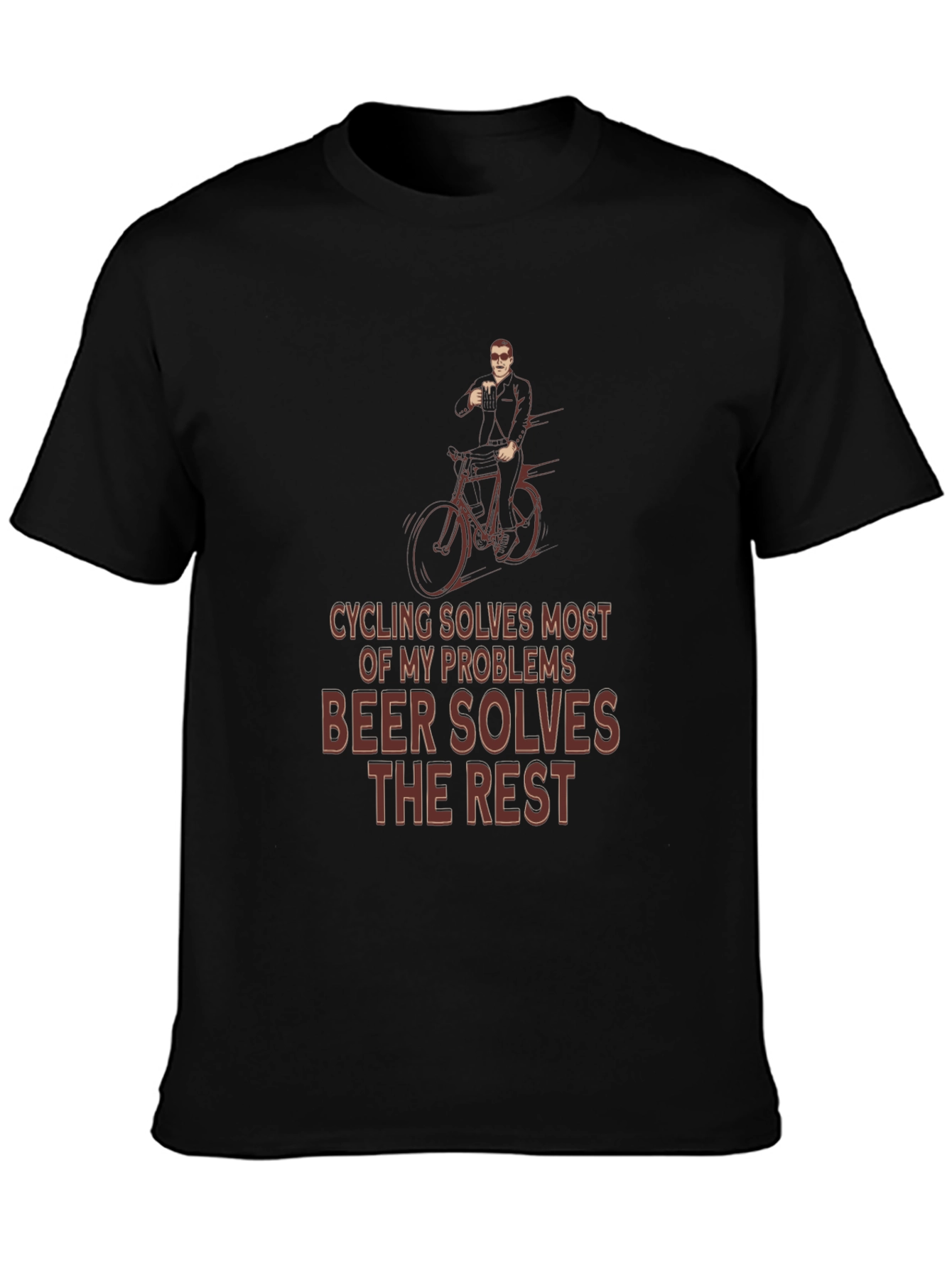 Cycling & Beer T-Shirt - Solves Problems Graphic Tee