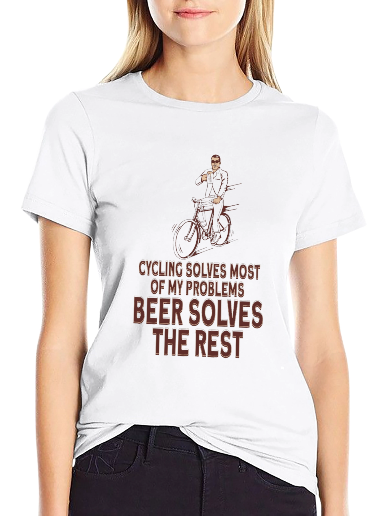 Cycling & Beer T-Shirt - Solves Problems Graphic Tee
