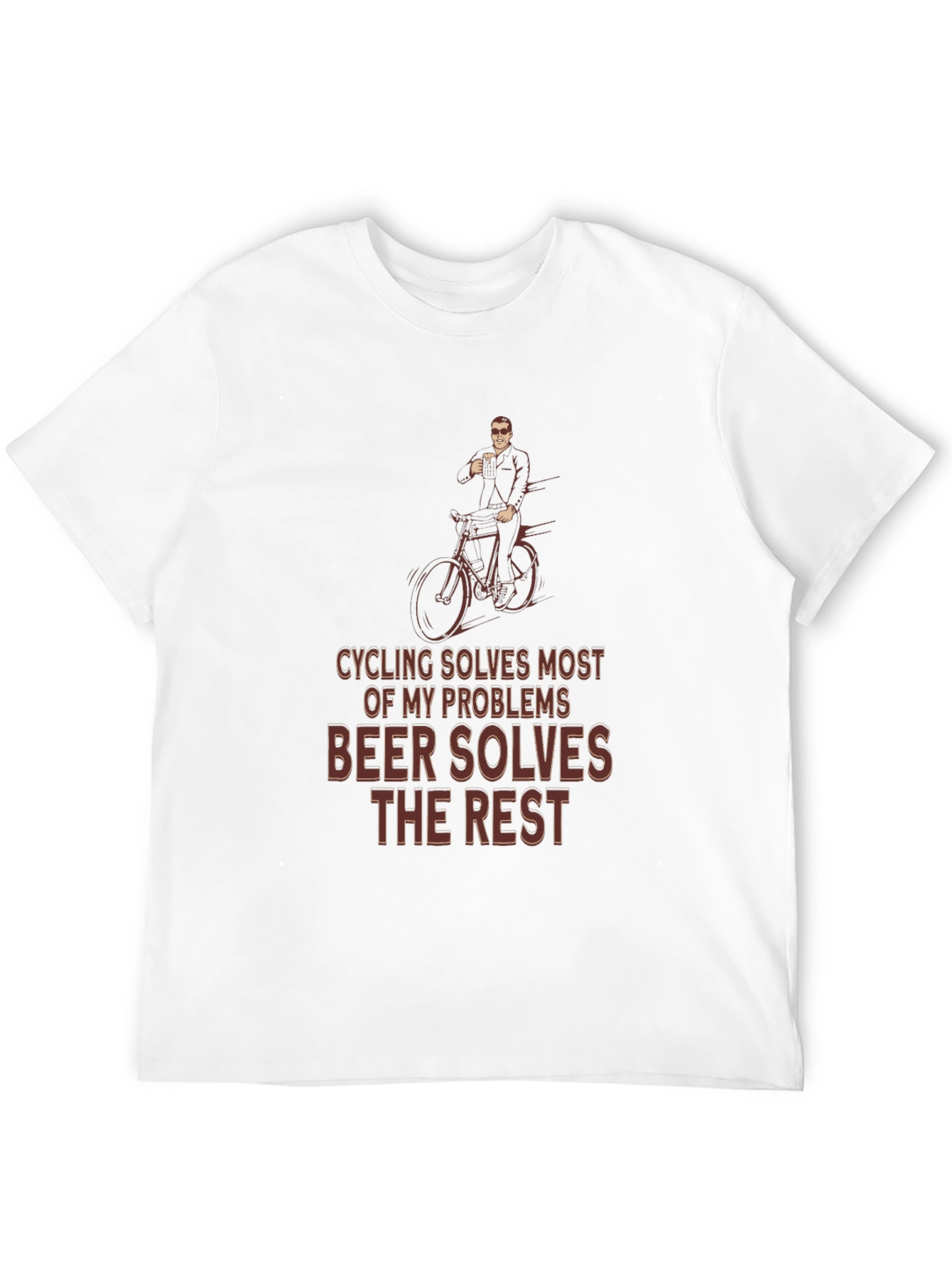 Cycling & Beer T-Shirt - Solves Problems Graphic Tee