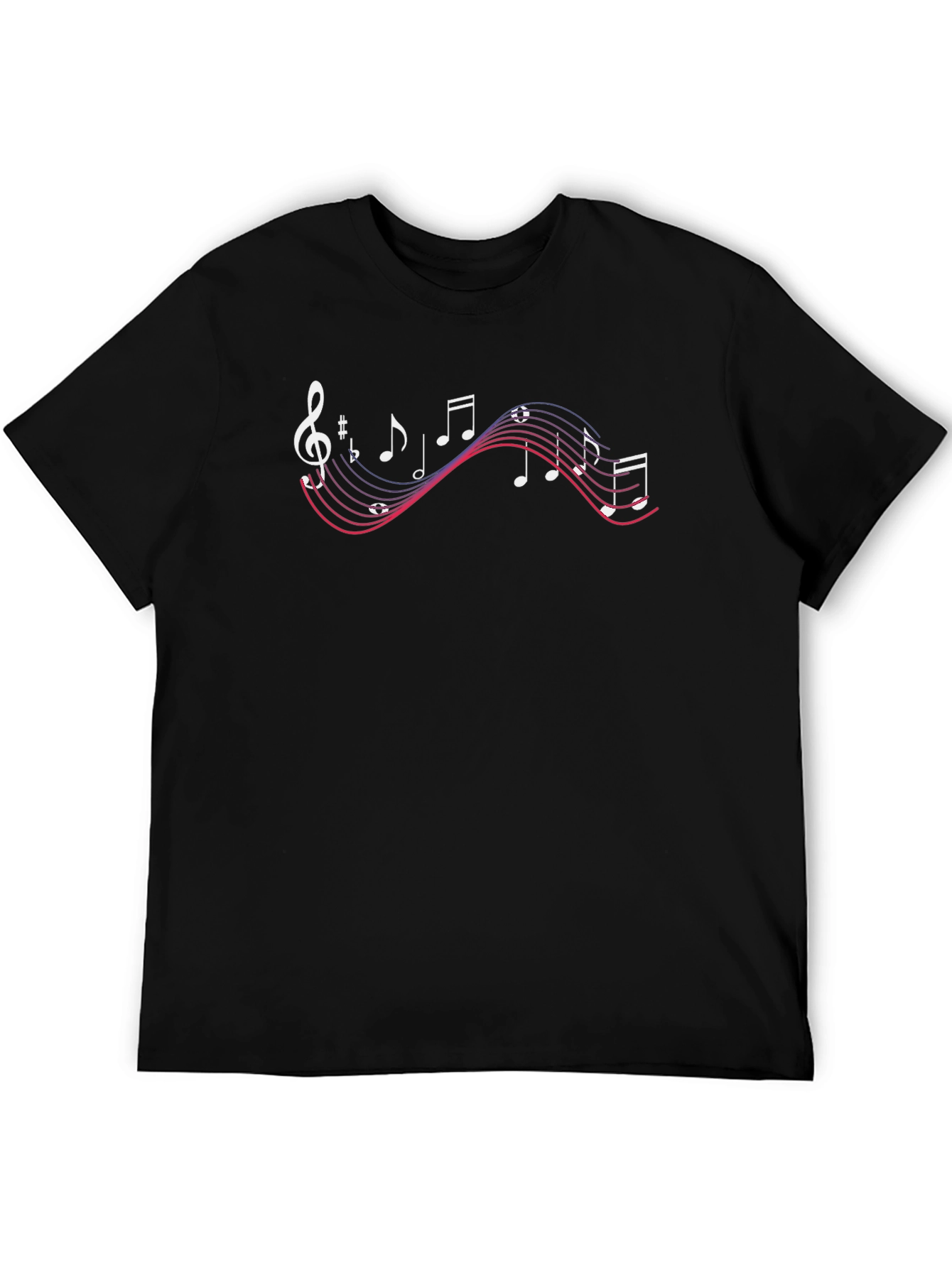 Musical Notes Graphic T-Shirt - Black Cotton Tee