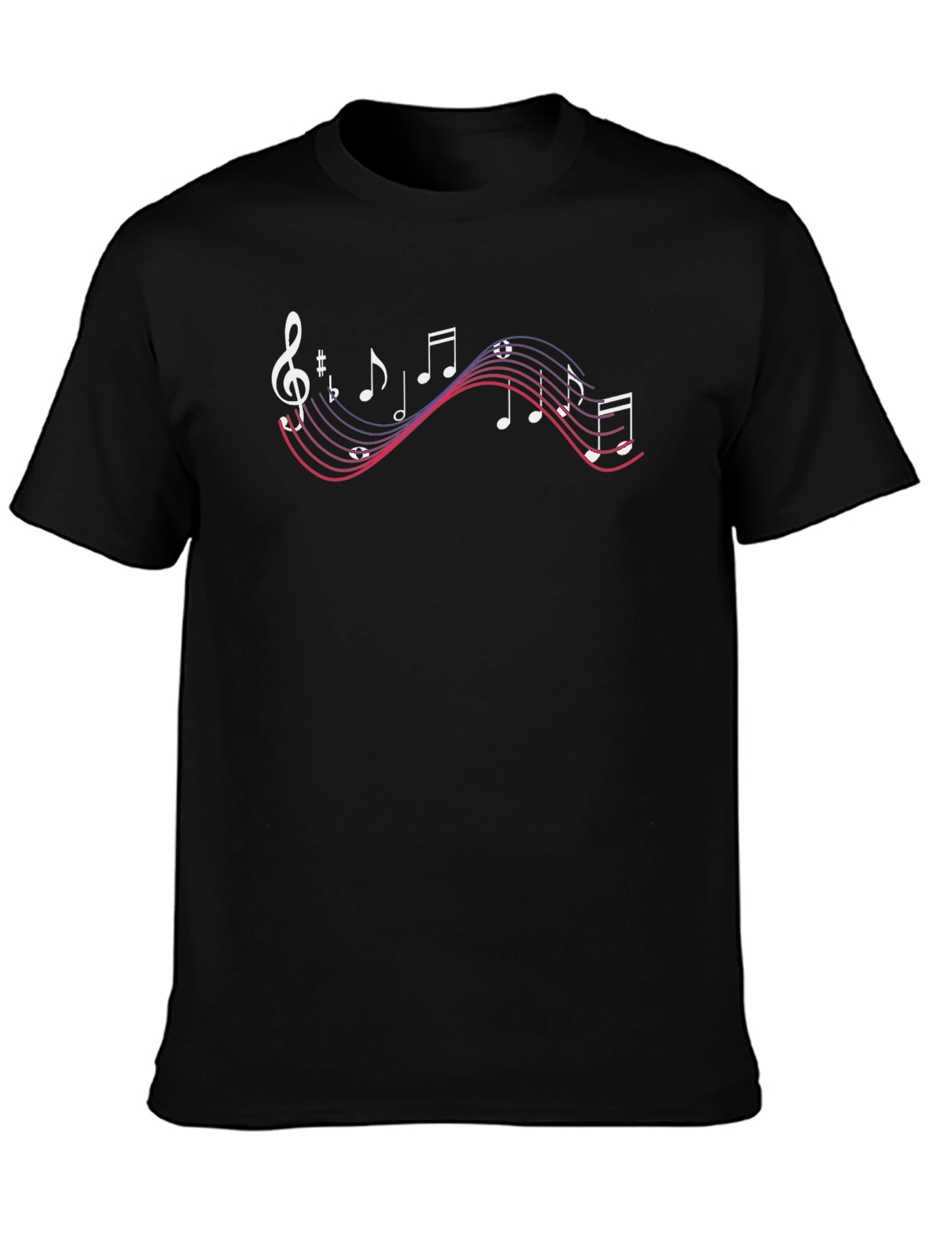 Musical Notes Graphic T-Shirt - Black Cotton Tee