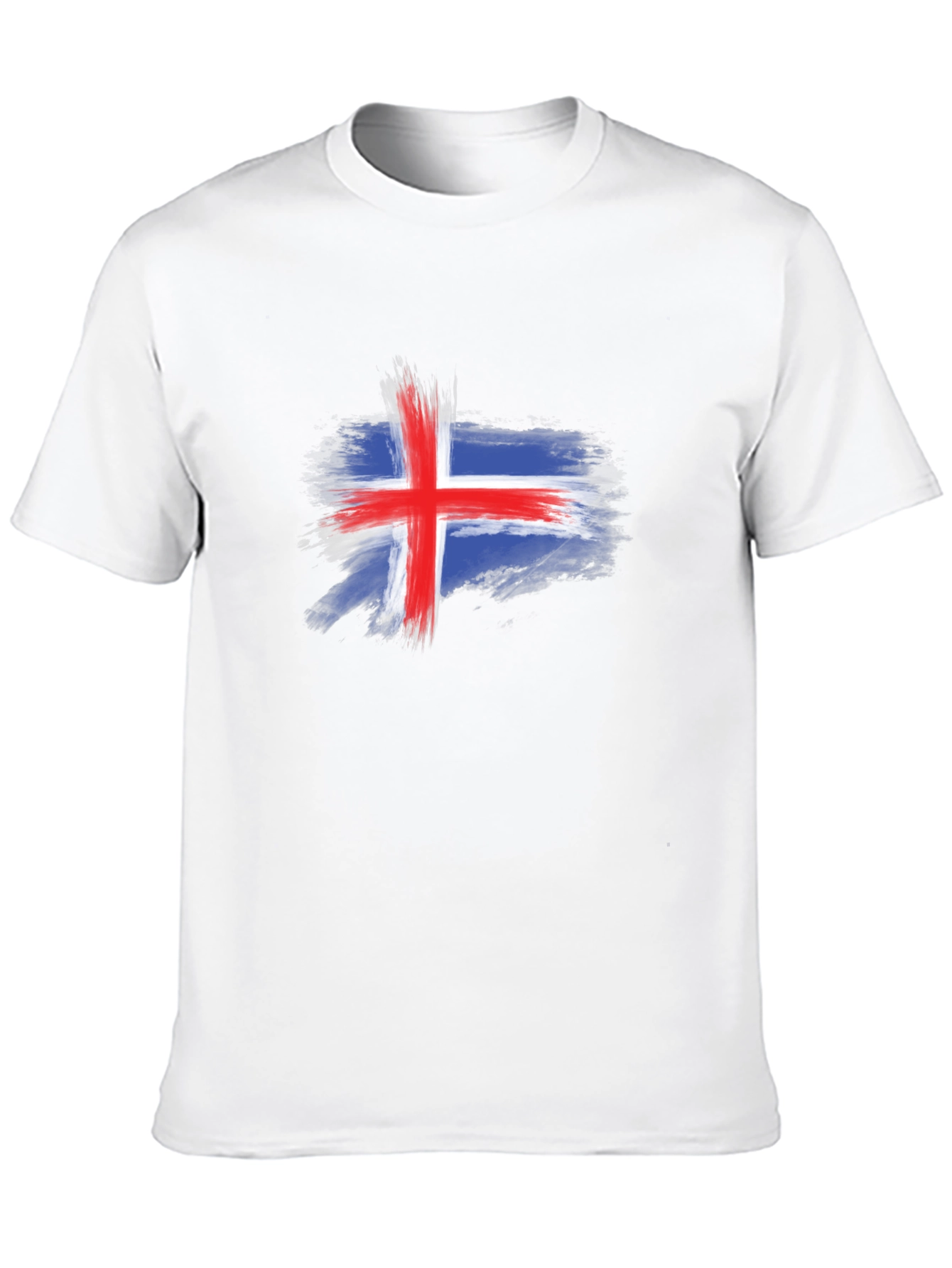 Iceland Flag Brush Stroke Mens Black T-Shirt