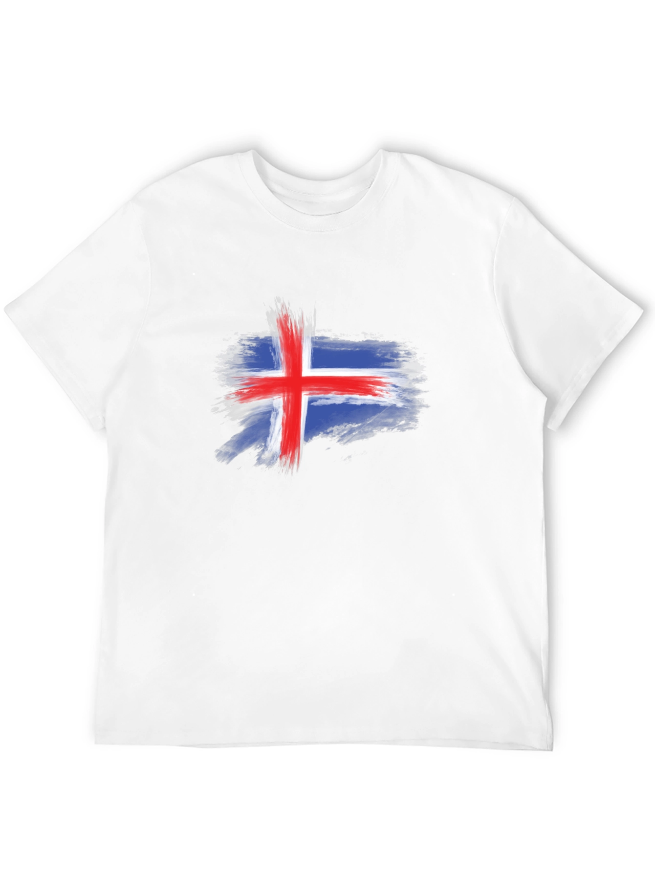 Iceland Flag Brush Stroke Mens Black T-Shirt