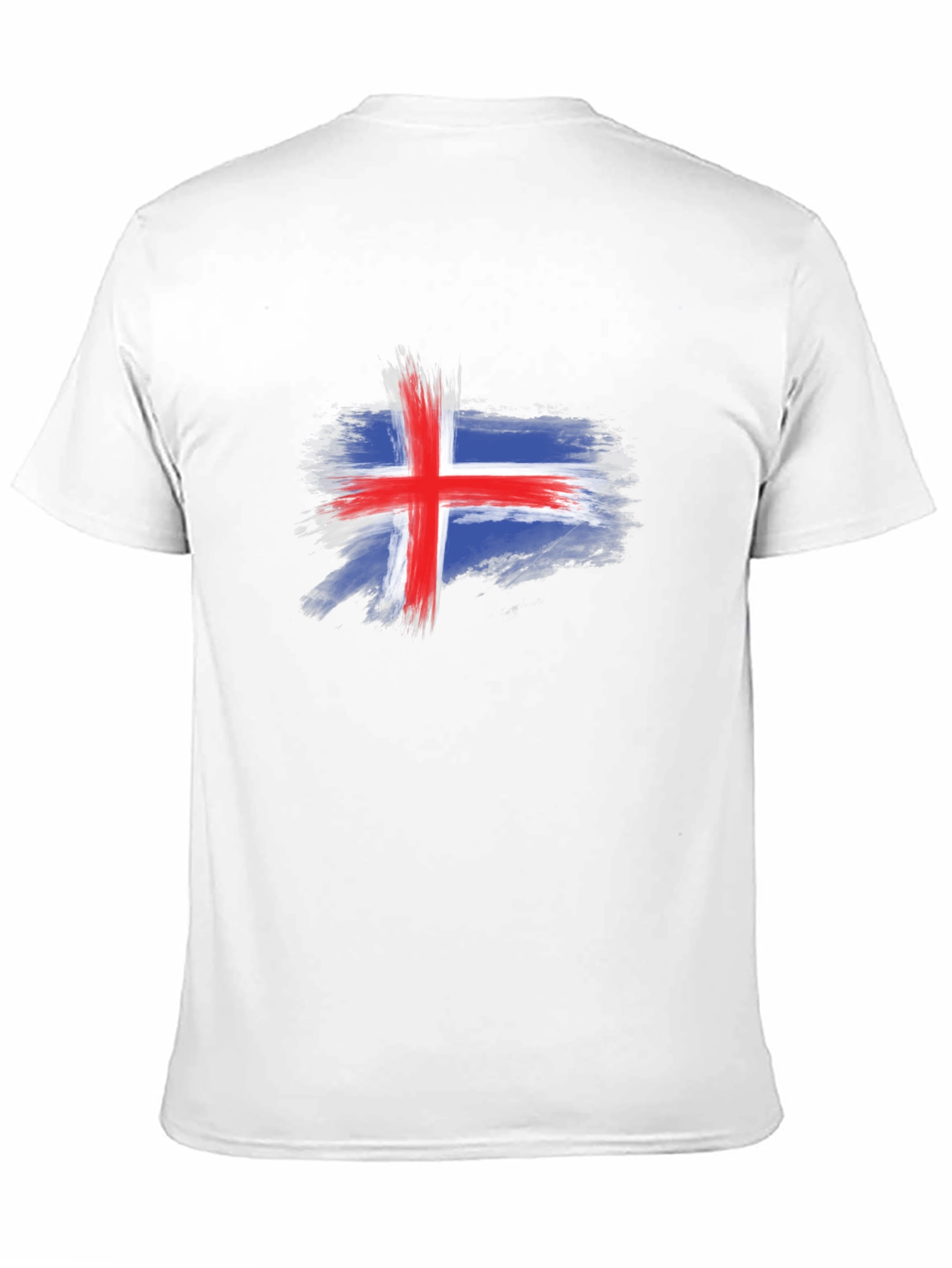 Iceland Flag Brush Stroke Mens Black T-Shirt