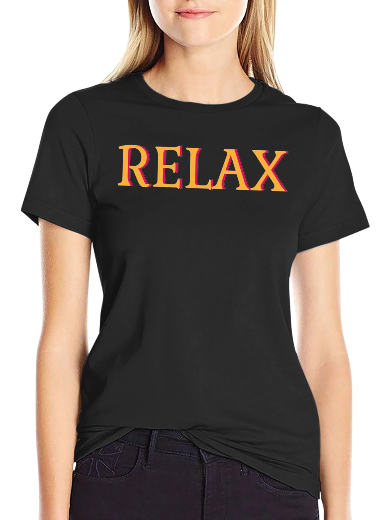 Relax Black T-Shirt - Casual Graphic Tee