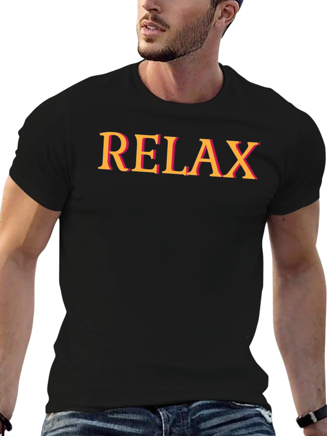 Relax Black T-Shirt - Casual Graphic Tee