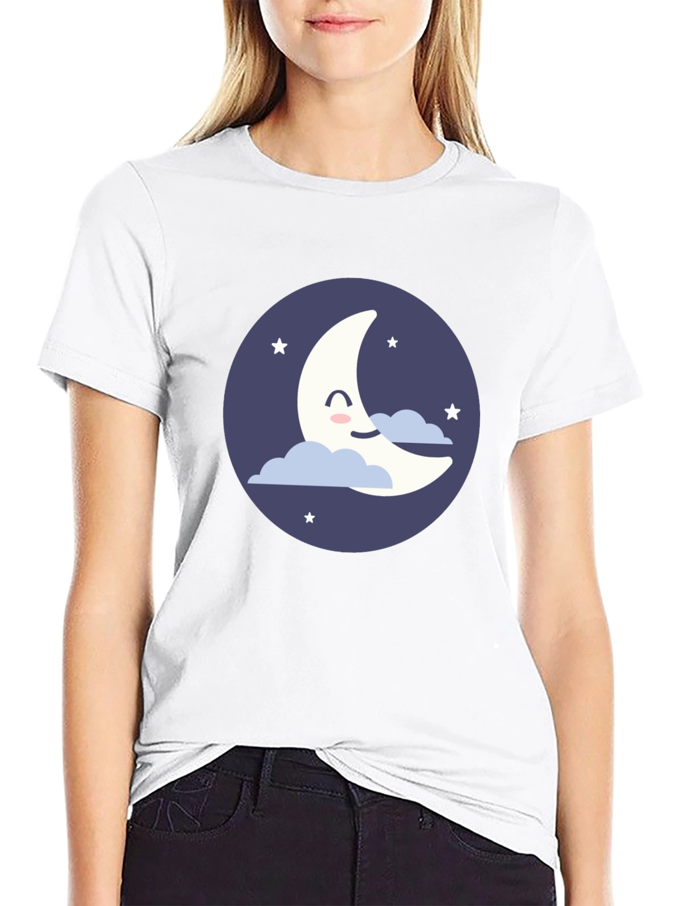 Cute Crescent Moon Graphic T-Shirt