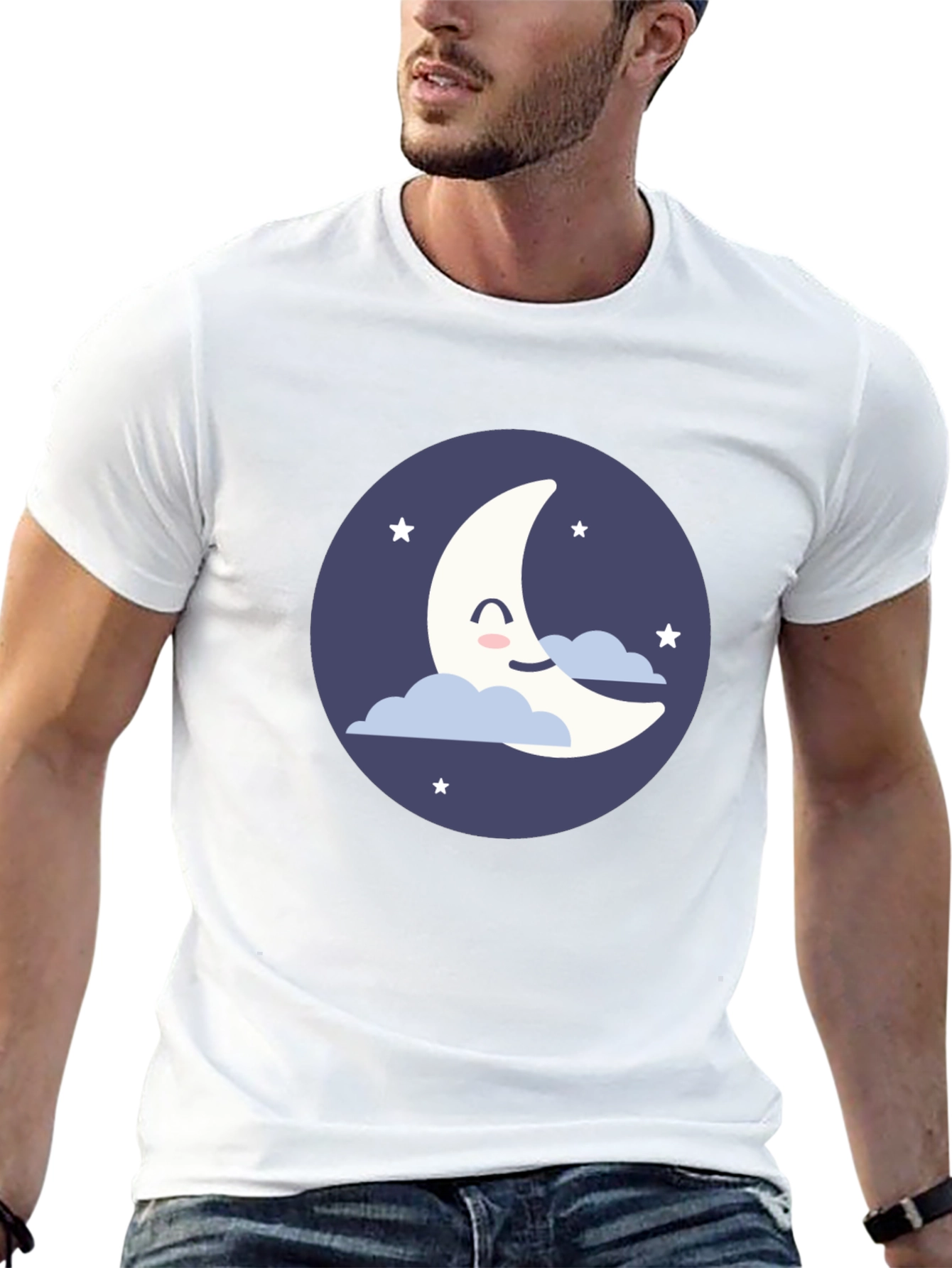 Cute Crescent Moon Graphic T-Shirt