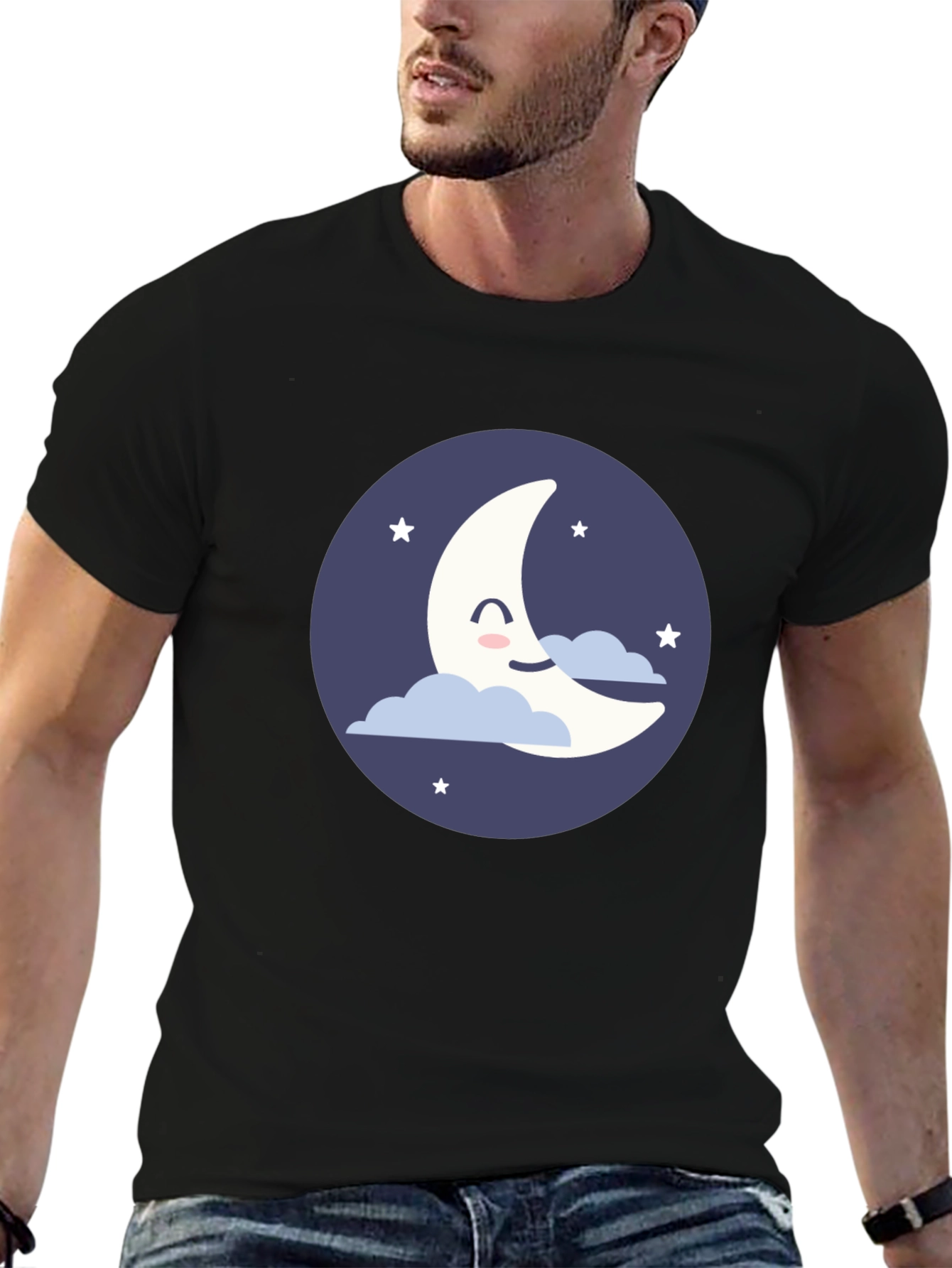 Cute Crescent Moon Graphic T-Shirt