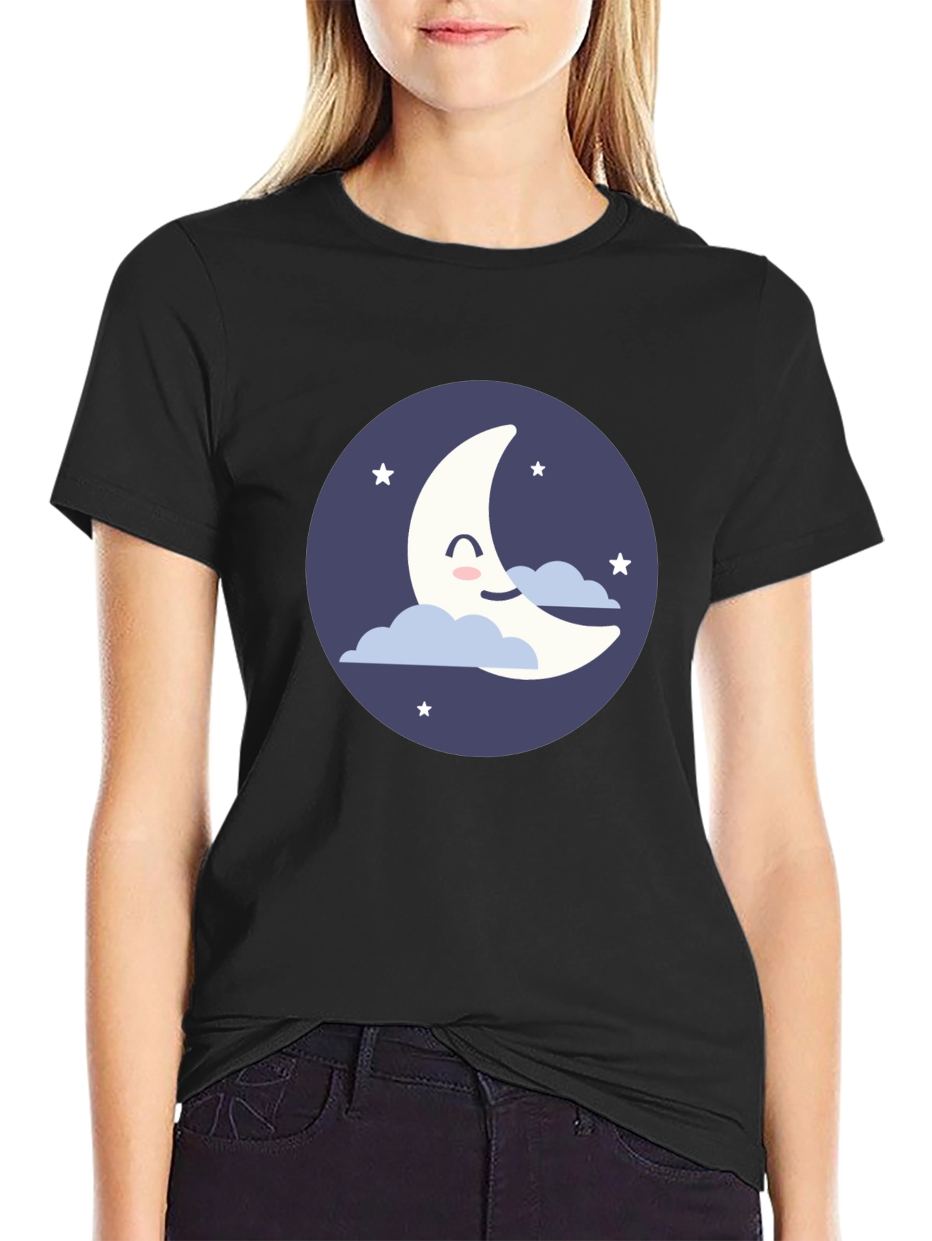 Cute Crescent Moon Graphic T-Shirt