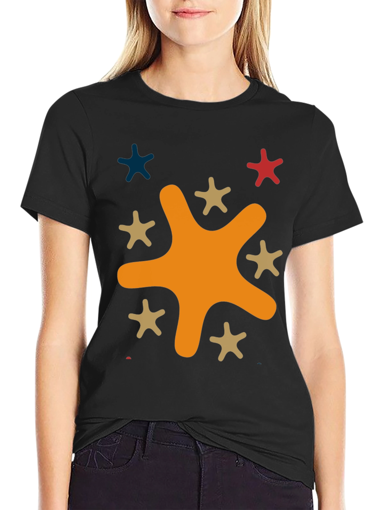 Funky Splatter Star Graphic Tee - Casual Style