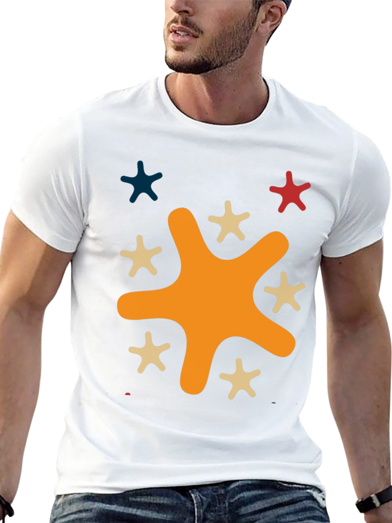 Funky Splatter Star Graphic Tee - Casual Style