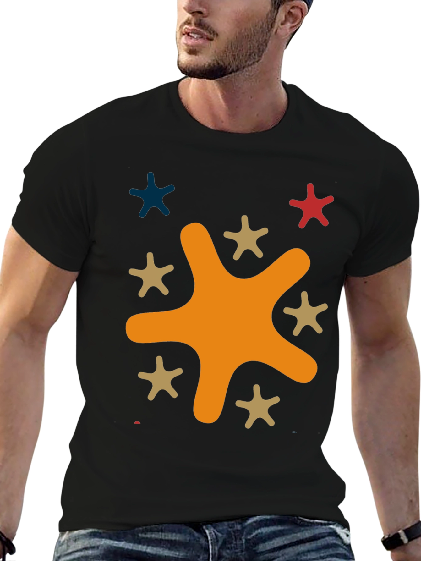 Funky Splatter Star Graphic Tee - Casual Style