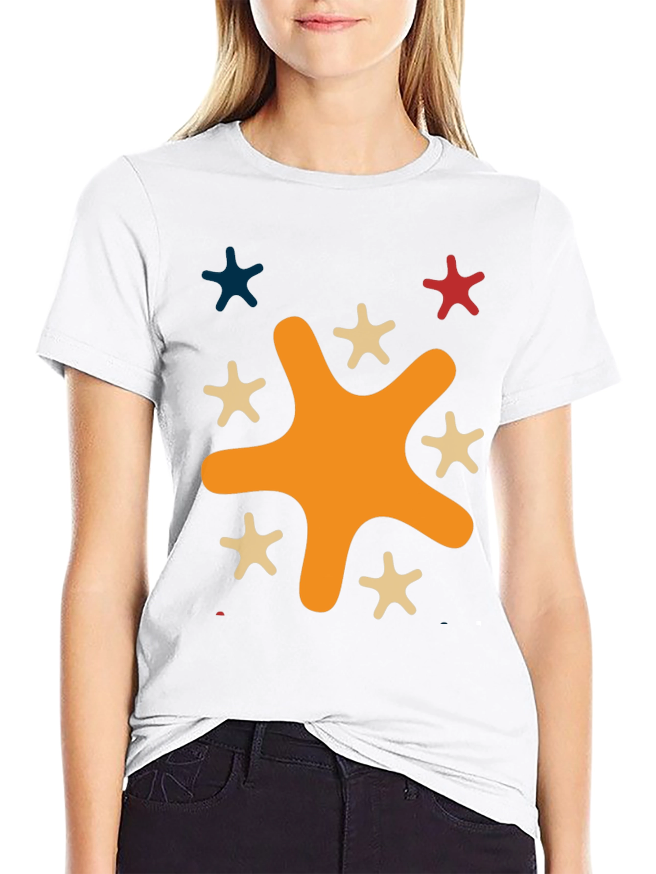 Funky Splatter Star Graphic Tee - Casual Style