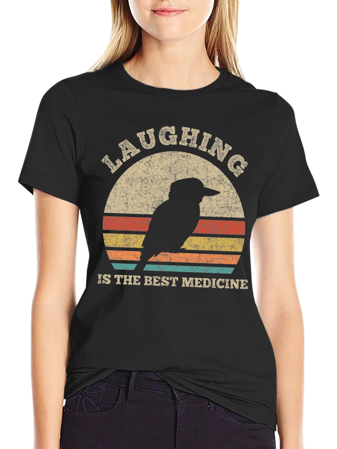 Laughing Bird Retro Graphic Tee - Unisex Cotton T-Shirt