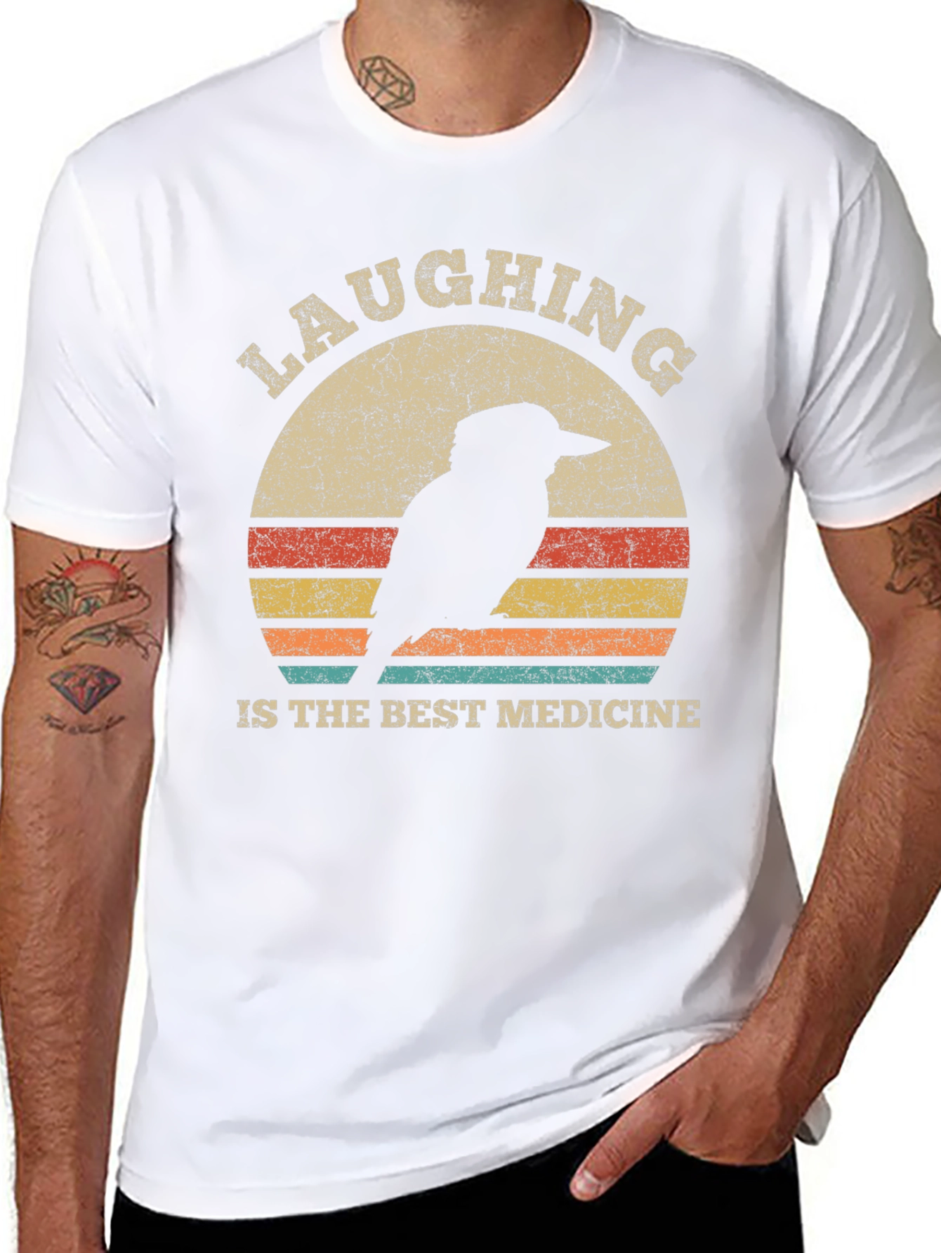 Laughing Bird Retro Graphic Tee - Unisex Cotton T-Shirt