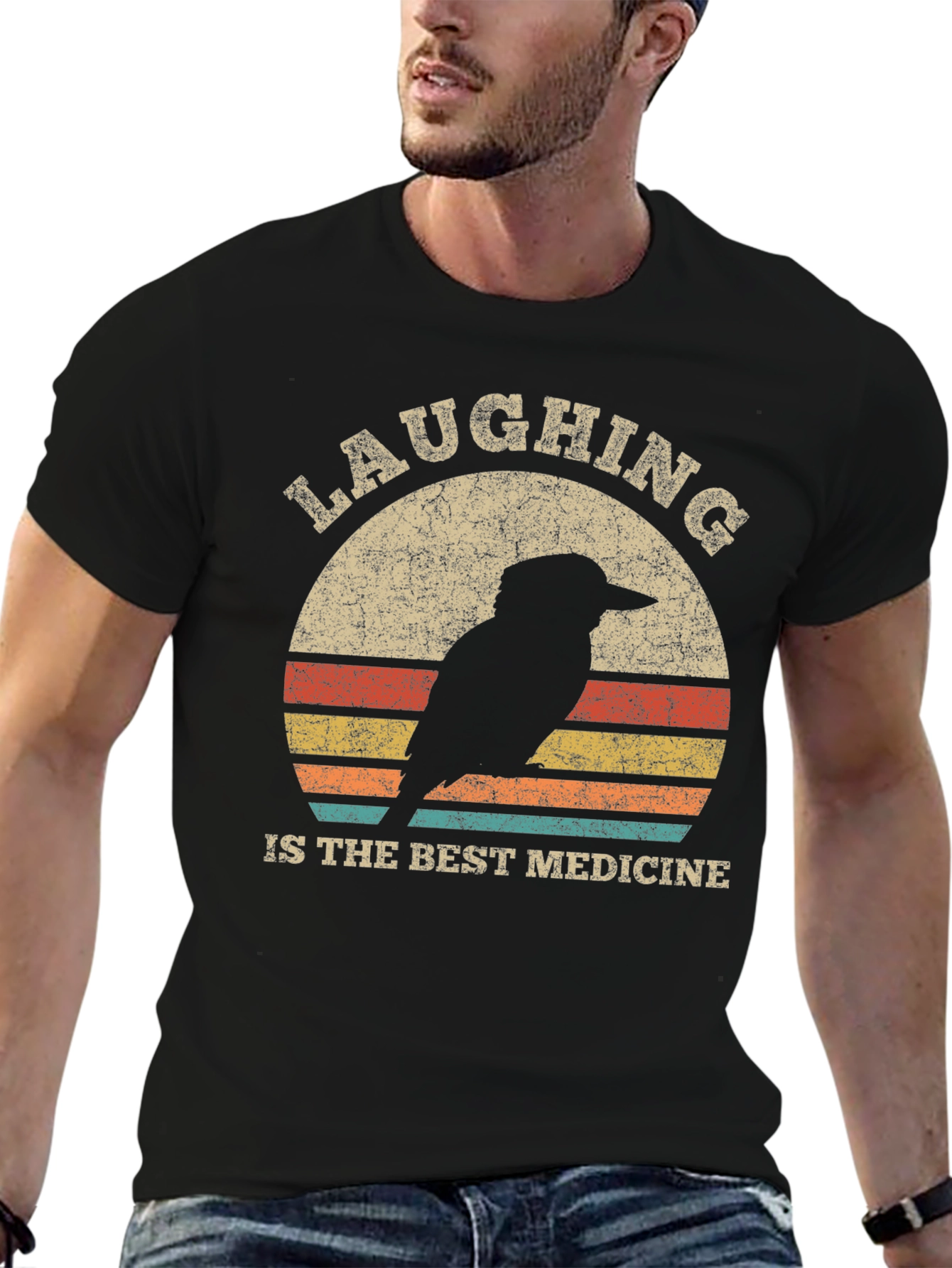 Laughing Bird Retro Graphic Tee - Unisex Cotton T-Shirt
