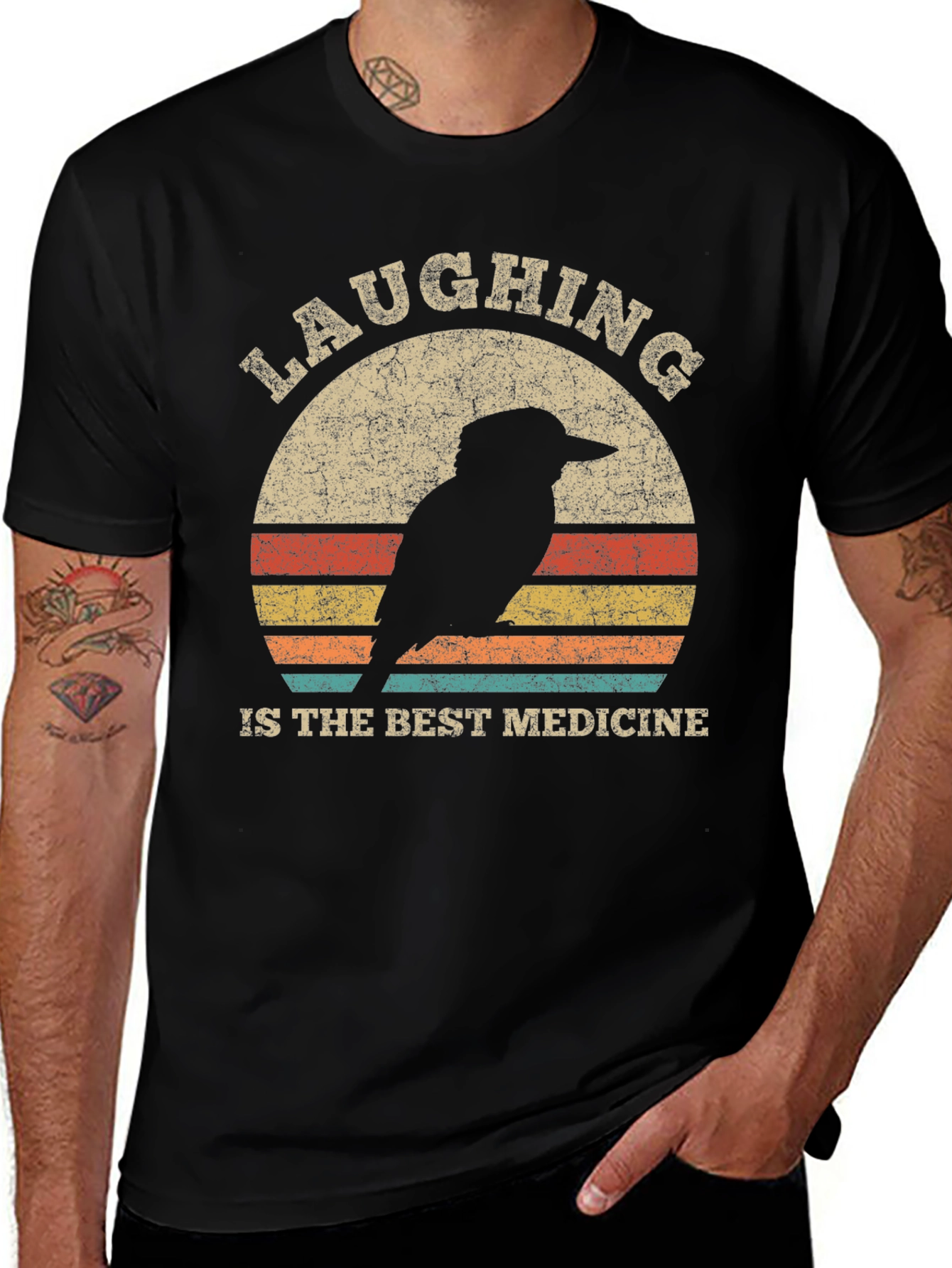Laughing Bird Retro Graphic Tee - Unisex Cotton T-Shirt