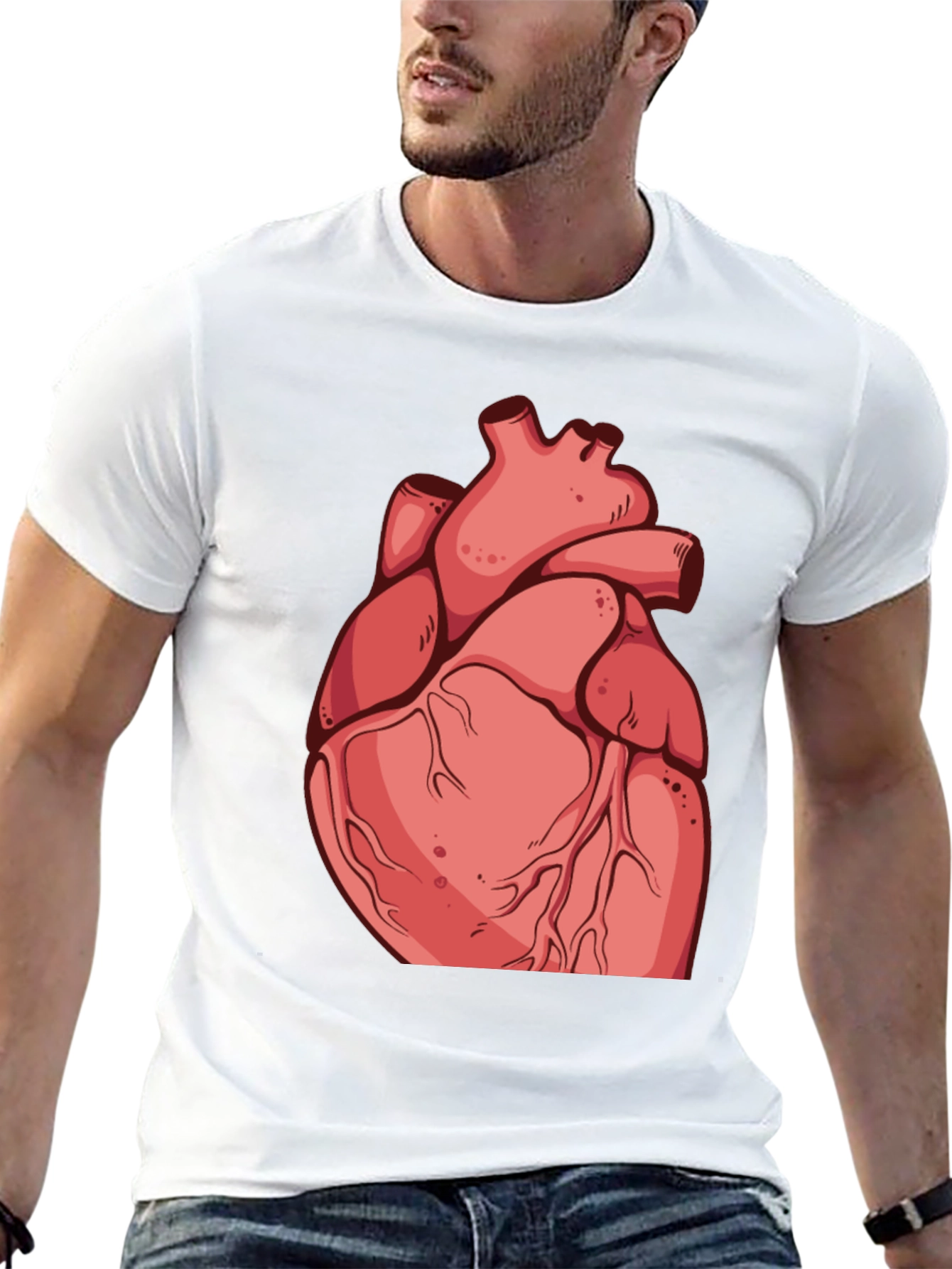 Anatomical Heart Graphic Tee - Black Cotton