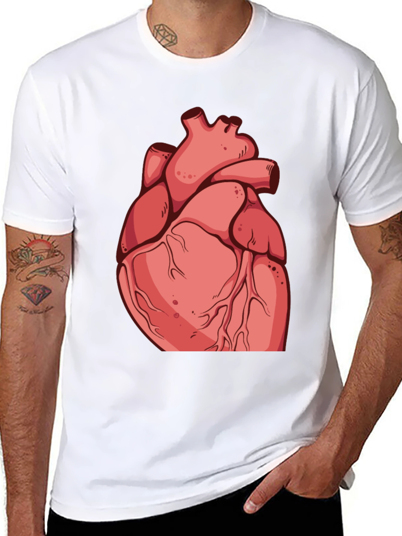 Anatomical Heart Graphic Tee - Black Cotton