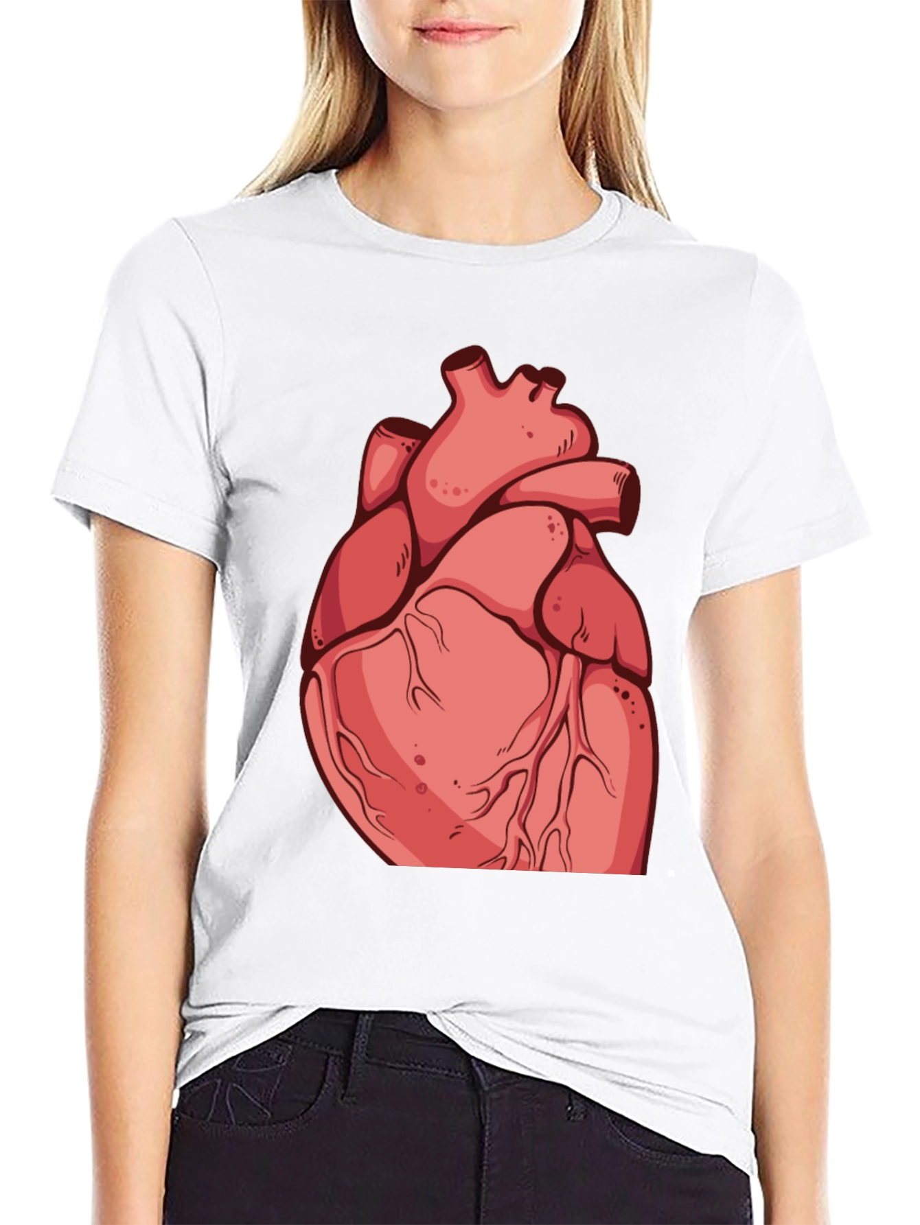 Anatomical Heart Graphic Tee - Black Cotton
