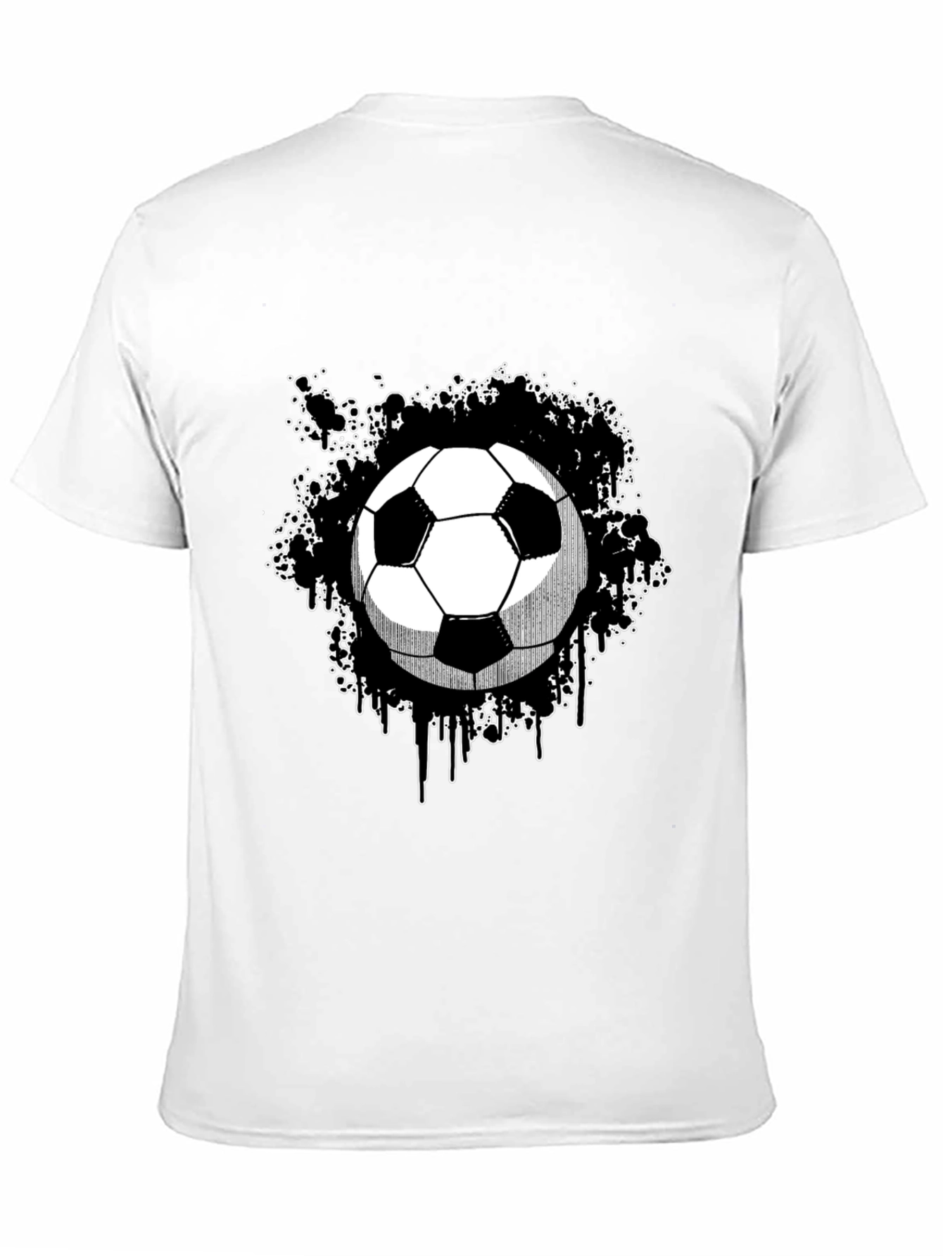 Soccer Ball Graphic Tee - Black Cotton T-Shirt
