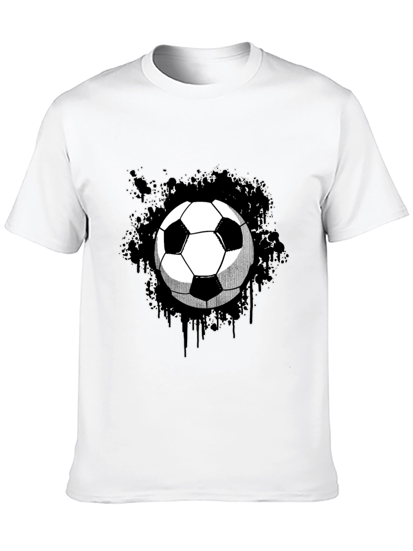 Soccer Ball Graphic Tee - Black Cotton T-Shirt