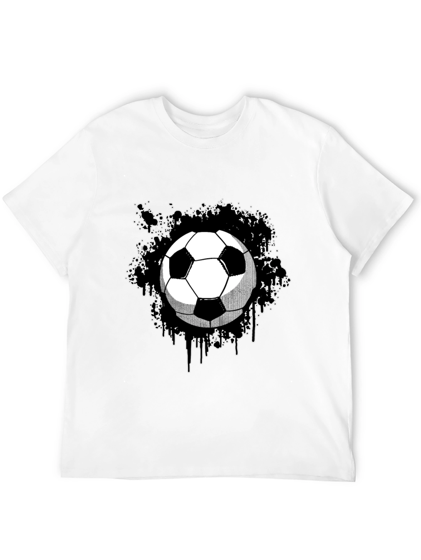 Soccer Ball Graphic Tee - Black Cotton T-Shirt