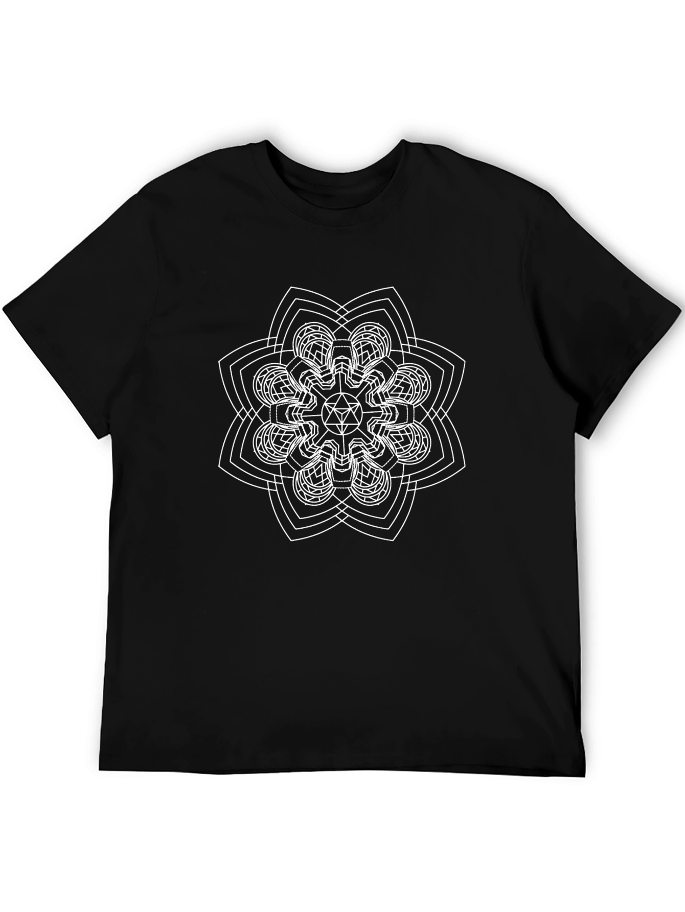 Geometric Mandala Graphic T-Shirt - Black