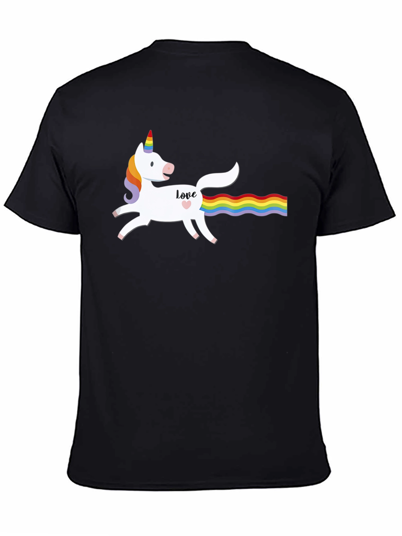 Unicorn Love Rainbow Tail Graphic T-Shirt