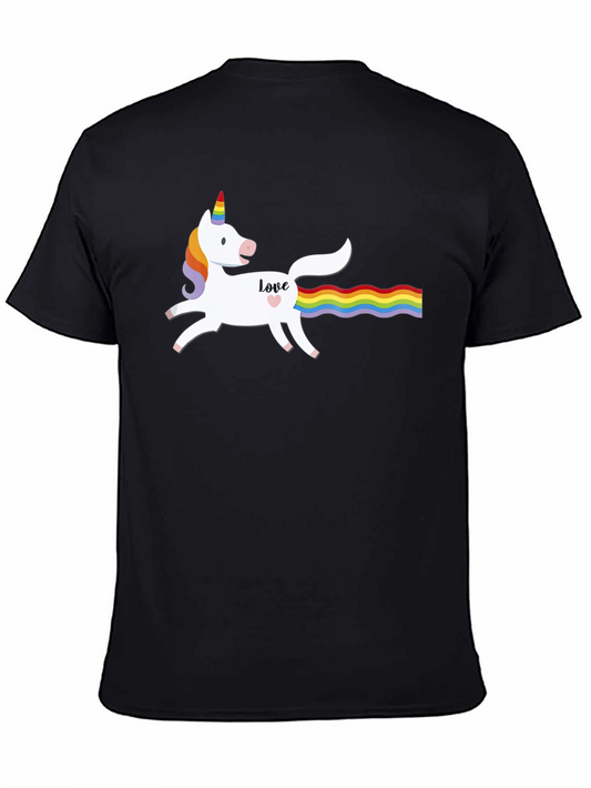 Unicorn Love Rainbow Tail Graphic T-Shirt