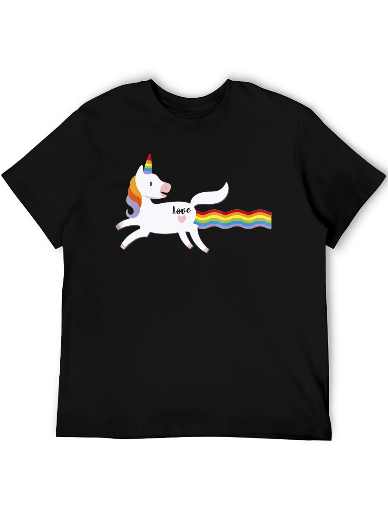 Unicorn Love Rainbow Tail Graphic T-Shirt