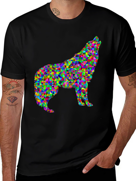Abstract Wolf Graphic Tee - Modern Geometric Design