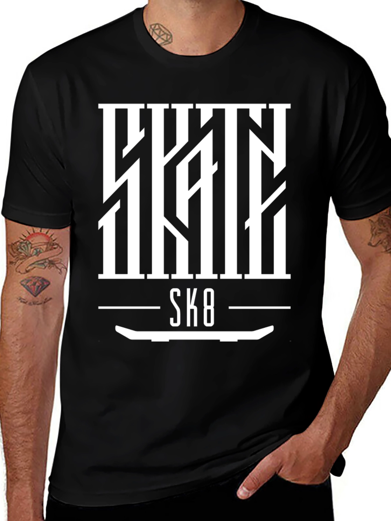 Skate SK8 Graphic Tee - Cool Skateboard Design